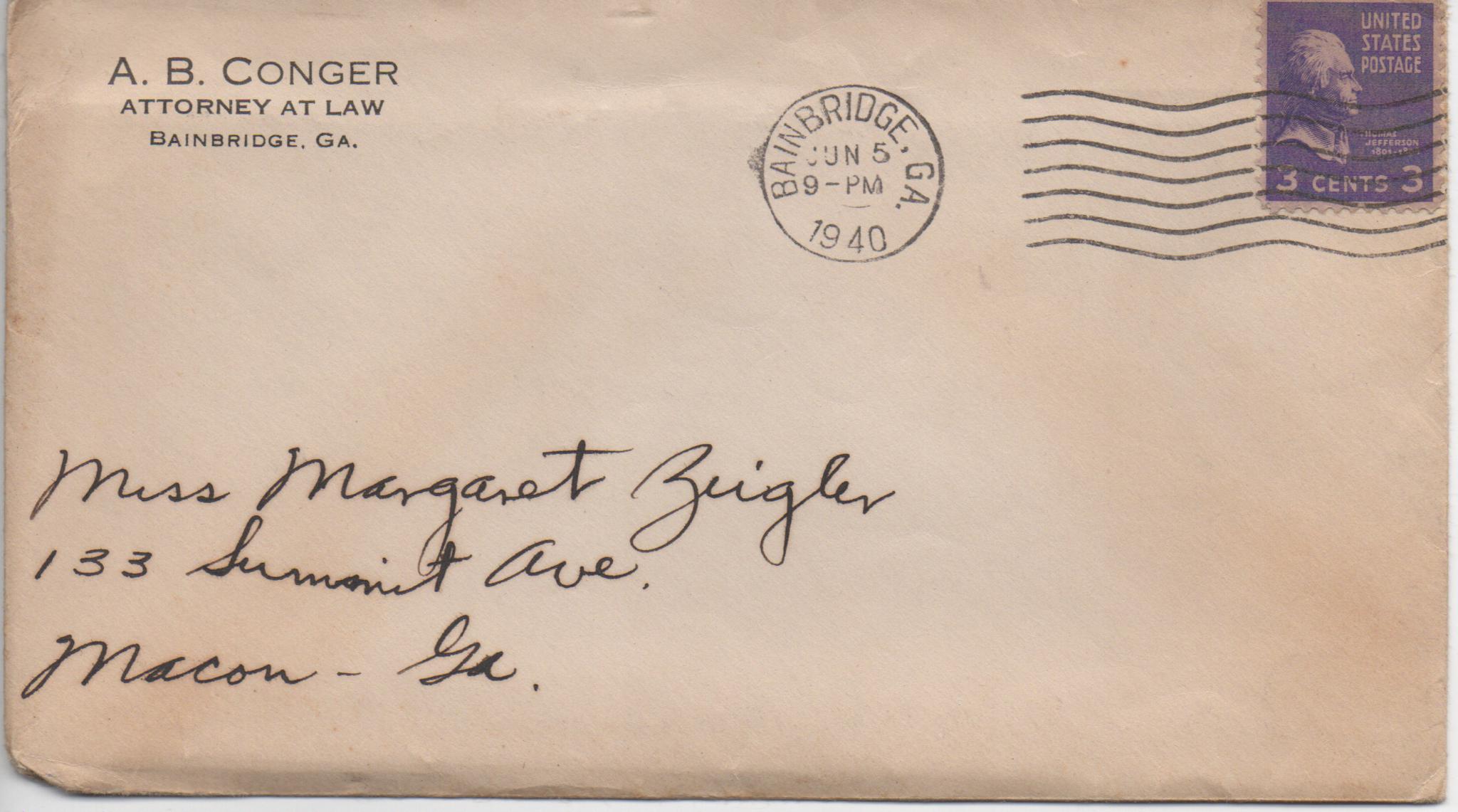 June 5, 1940: Front of envelope