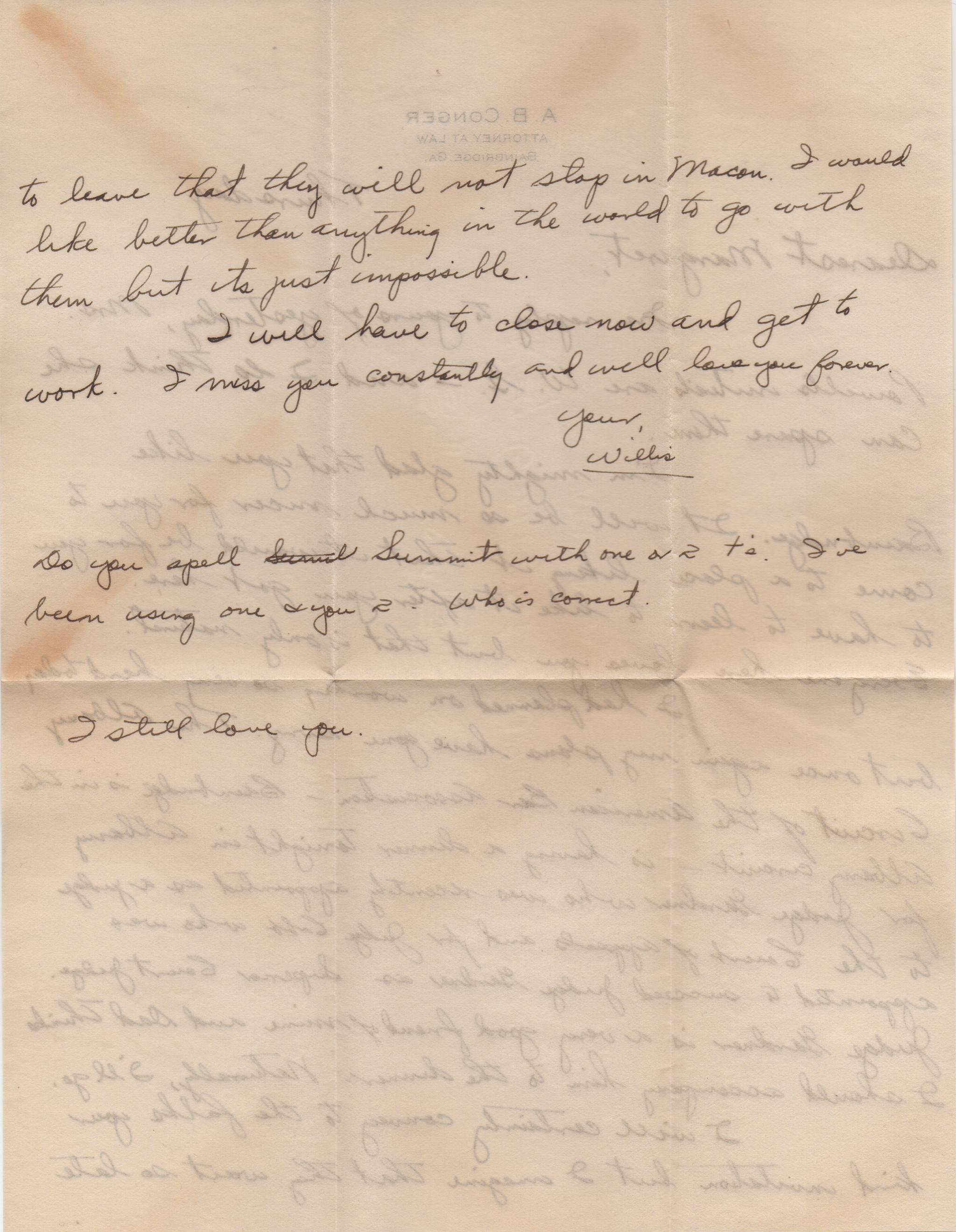 June 20, 1940: Back of letter