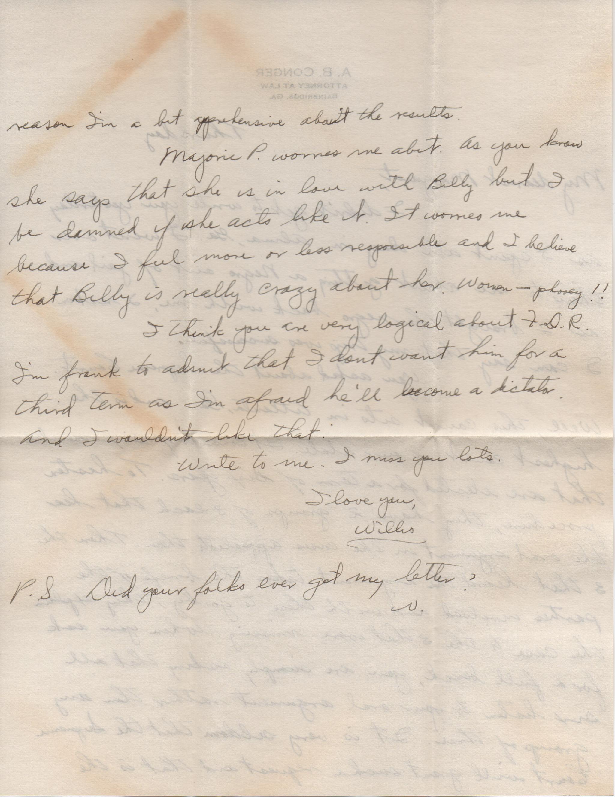 July 18, 1940: Back of letter