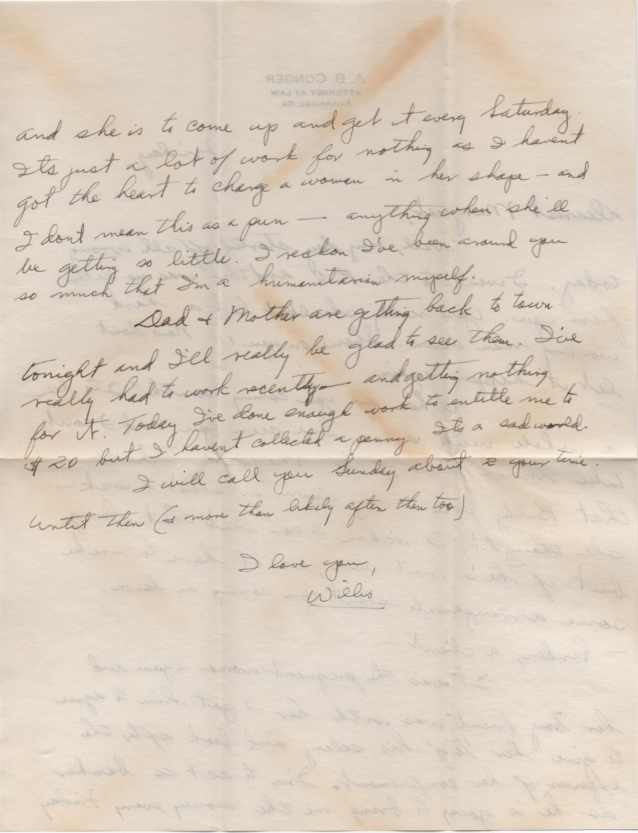 July 19, 1940: Back of letter