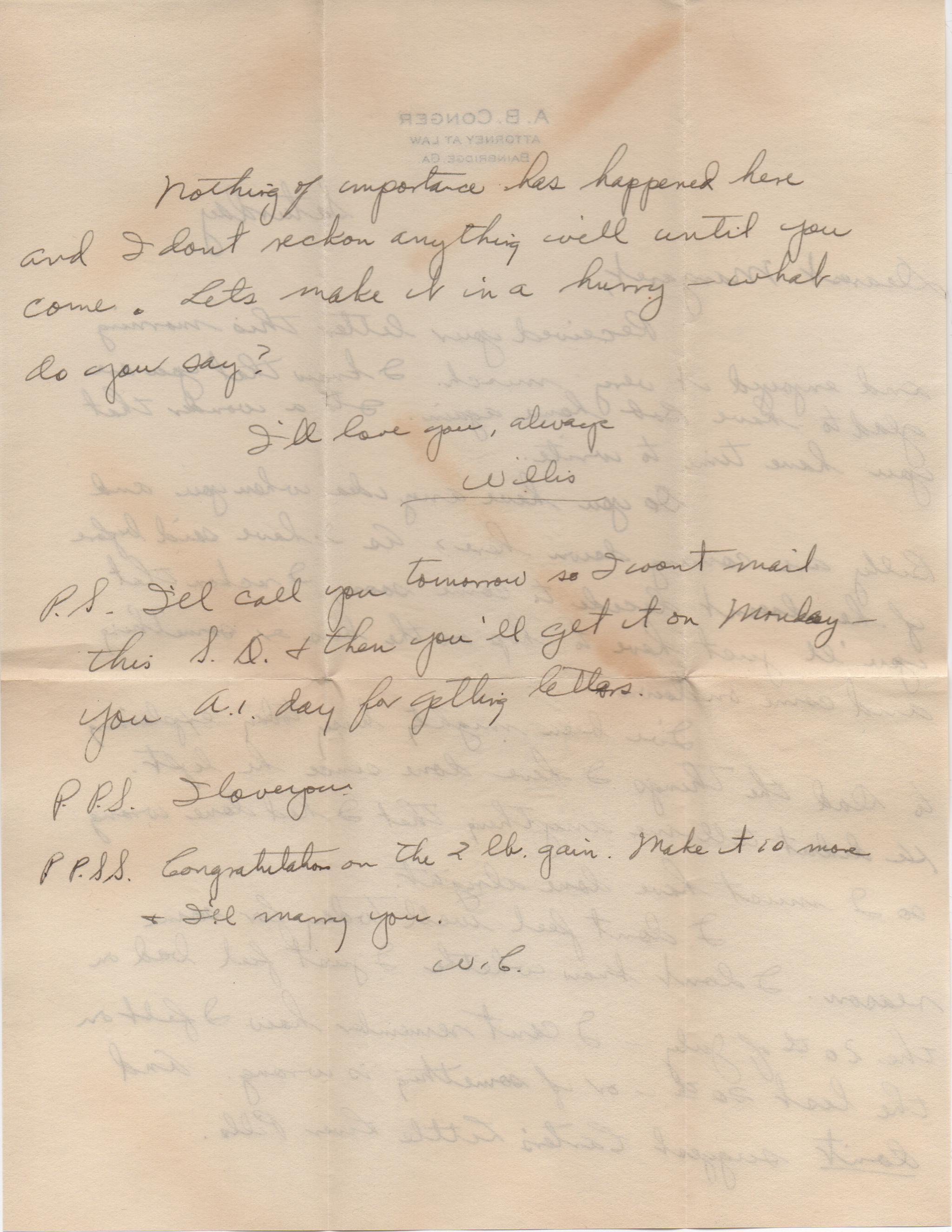 July 20, 1940: Back of letter