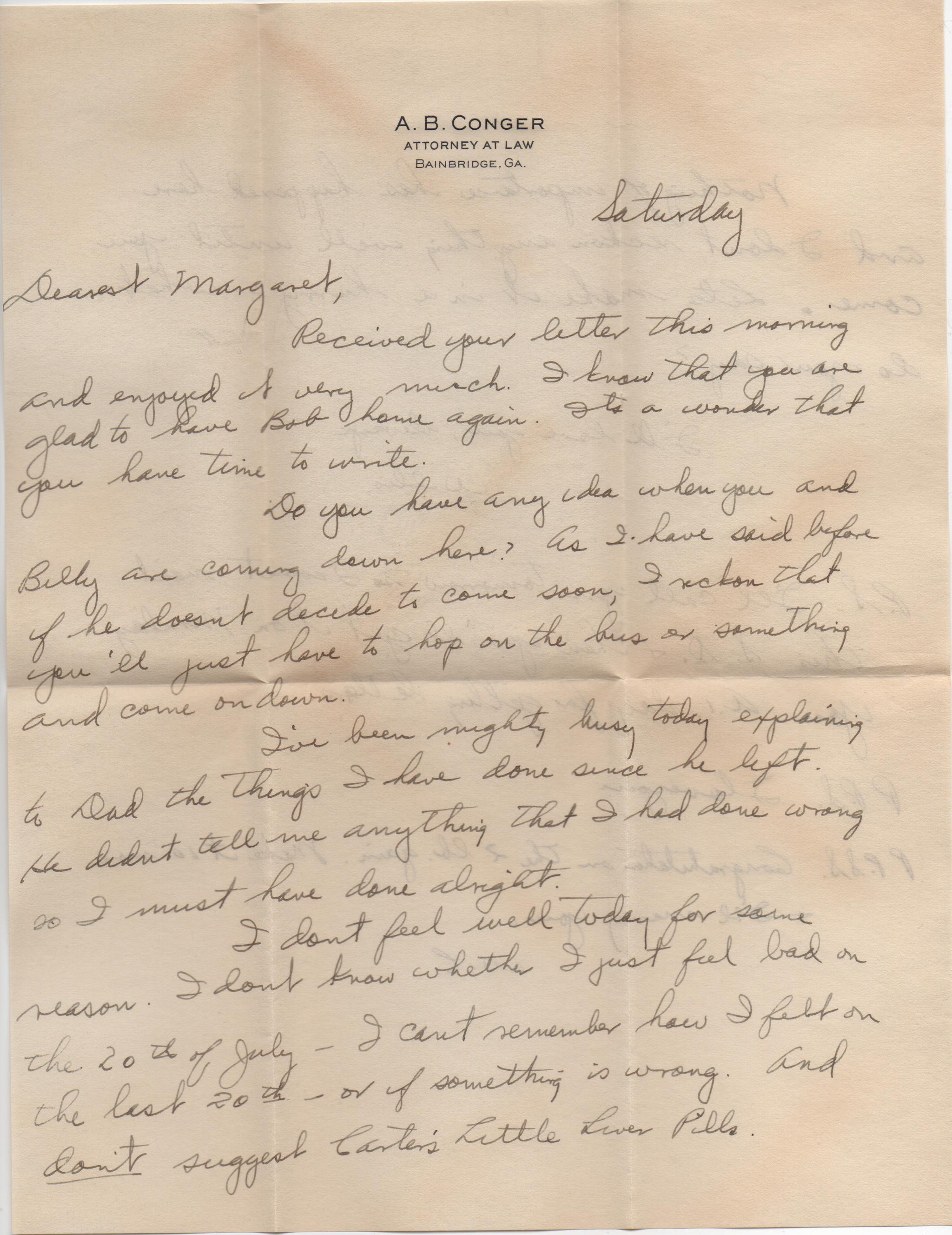 July 20, 1940: Front of letter