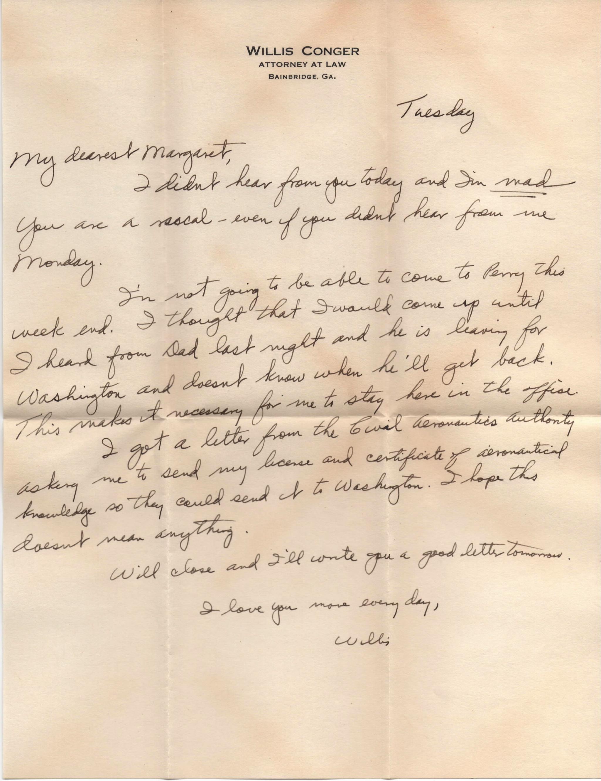 August 6, 1940: Front of letter