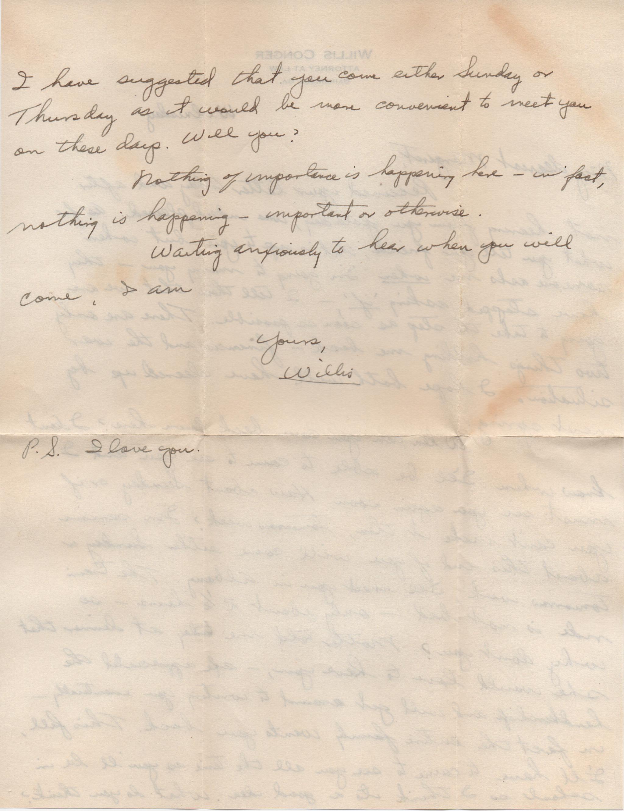 August 7, 1940: Back of letter