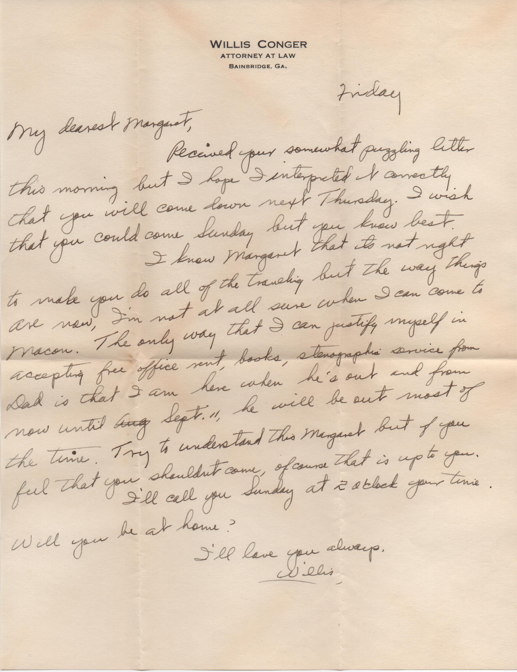 August 9, 1940: Front of letter