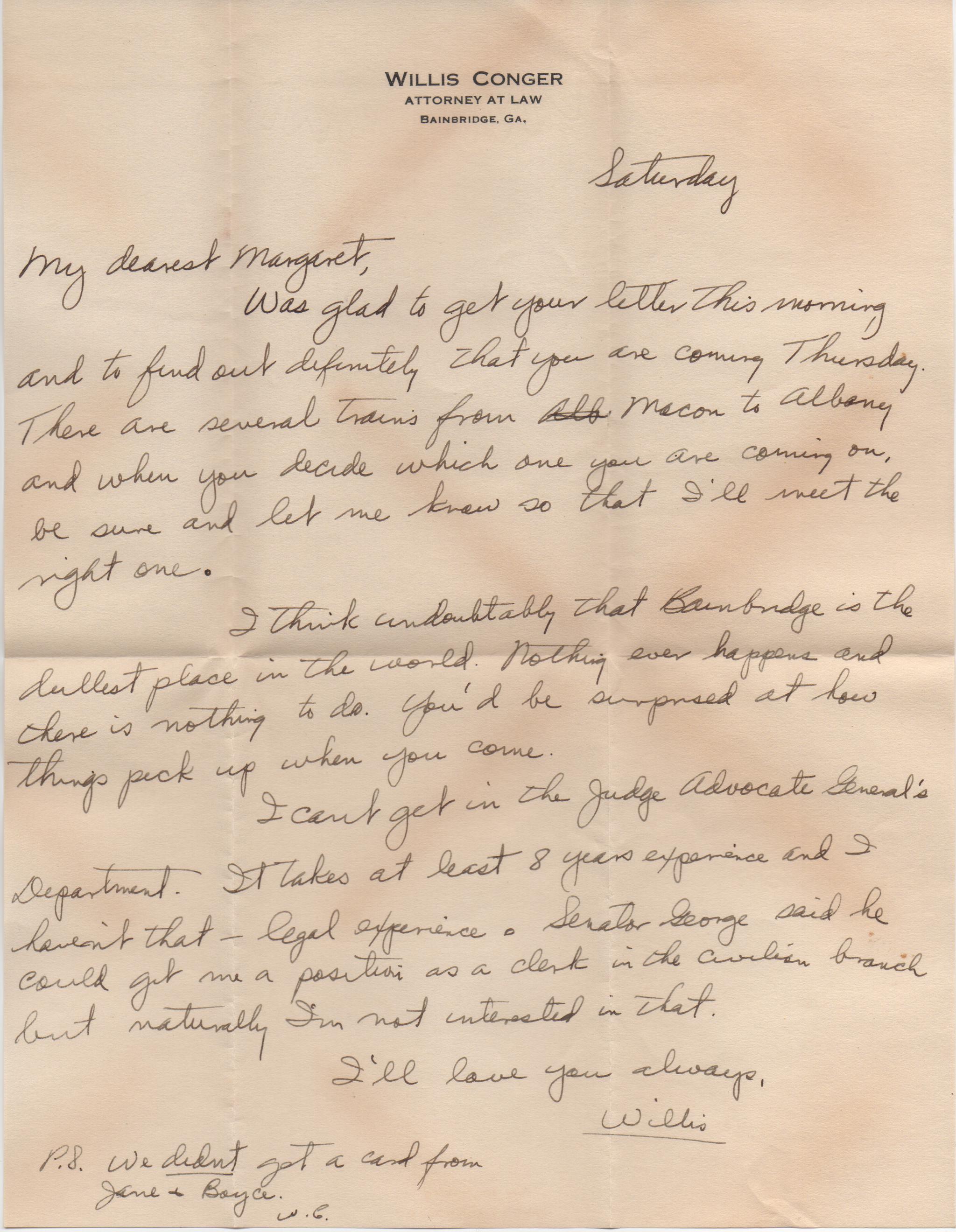 August 10, 1940: Front of letter