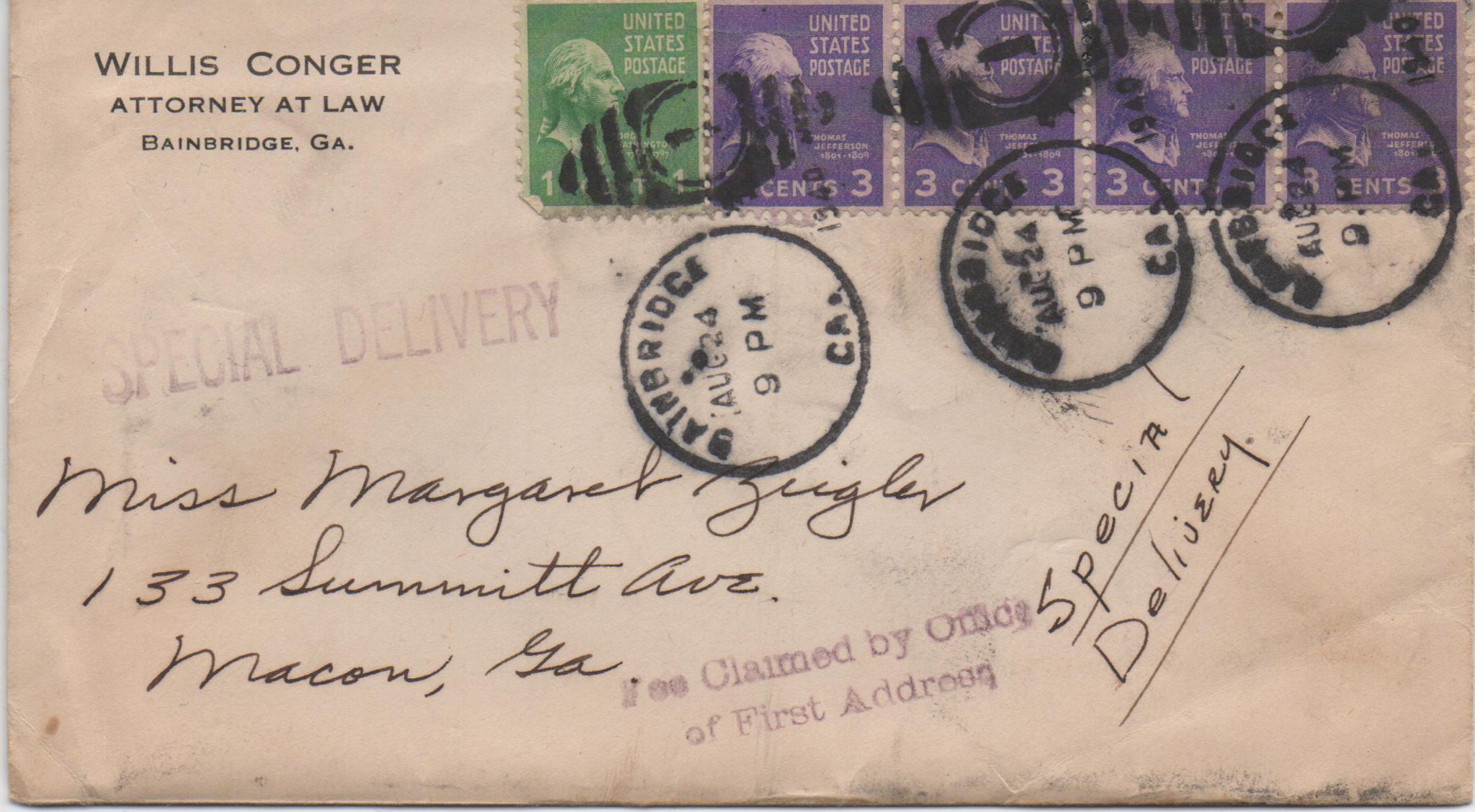 August 24, 1940: Front of envelope