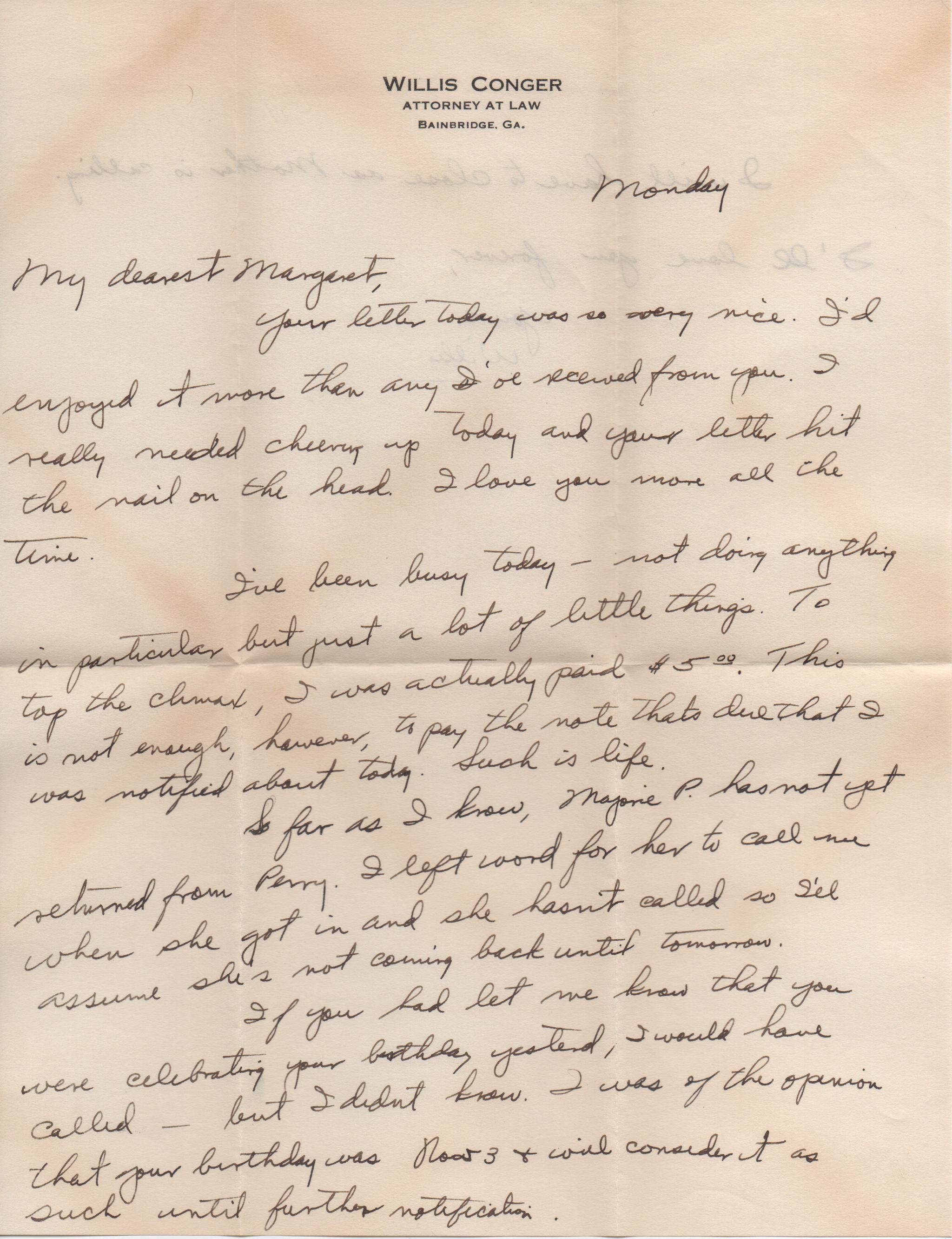 August 26, 1940: Front of letter