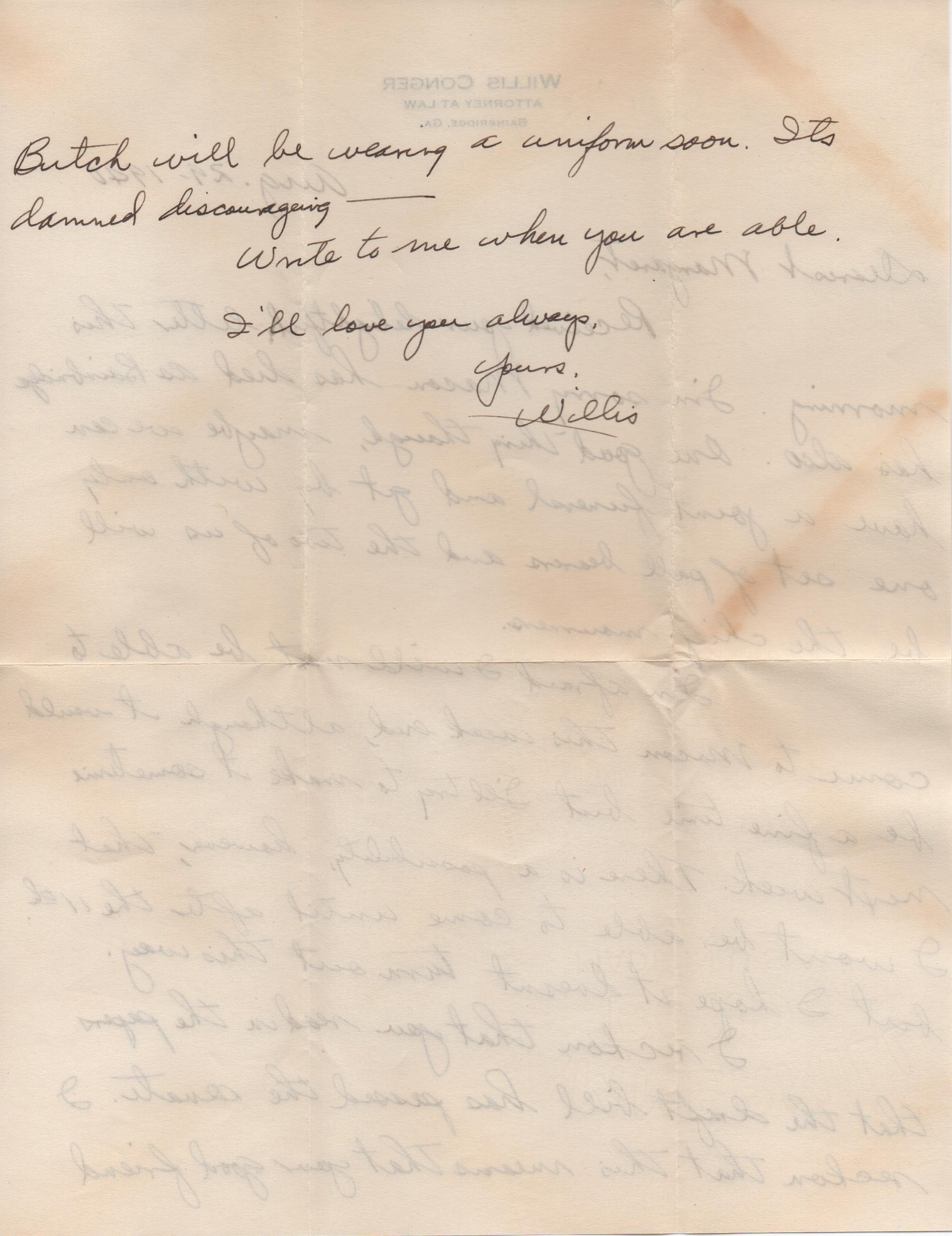 August 29, 1940: Back of letter