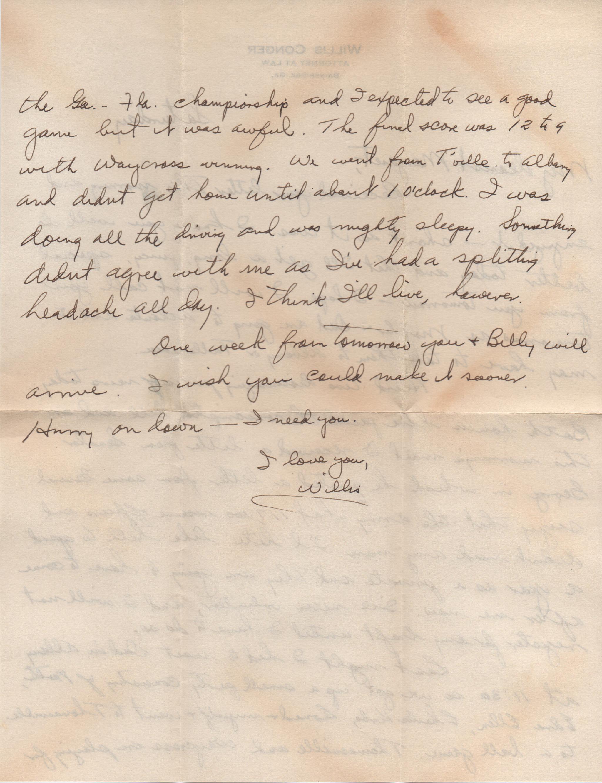 September 14, 1940: Back of letter