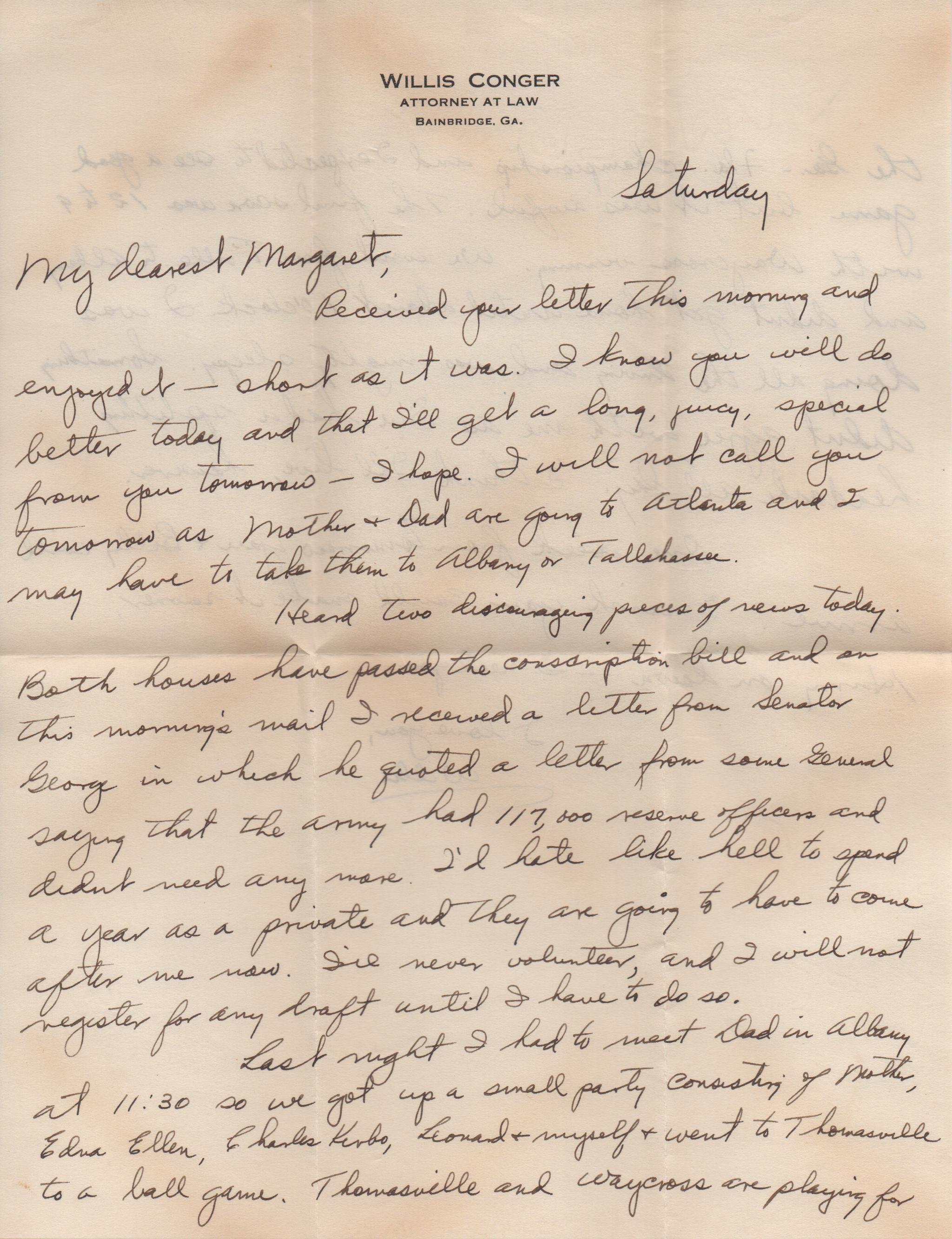 September 14, 1940: Front of letter