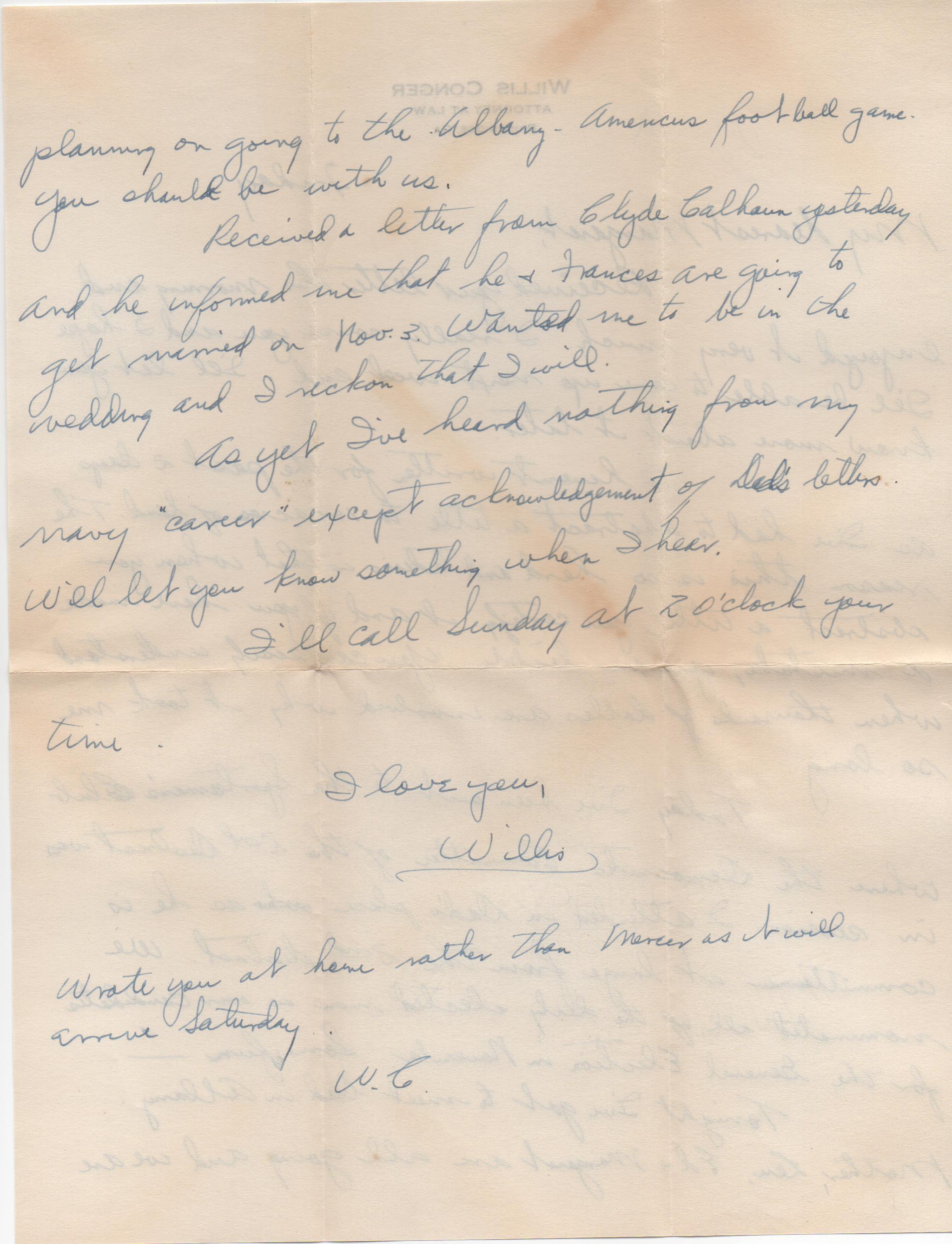 September 27, 1940: Back of letter