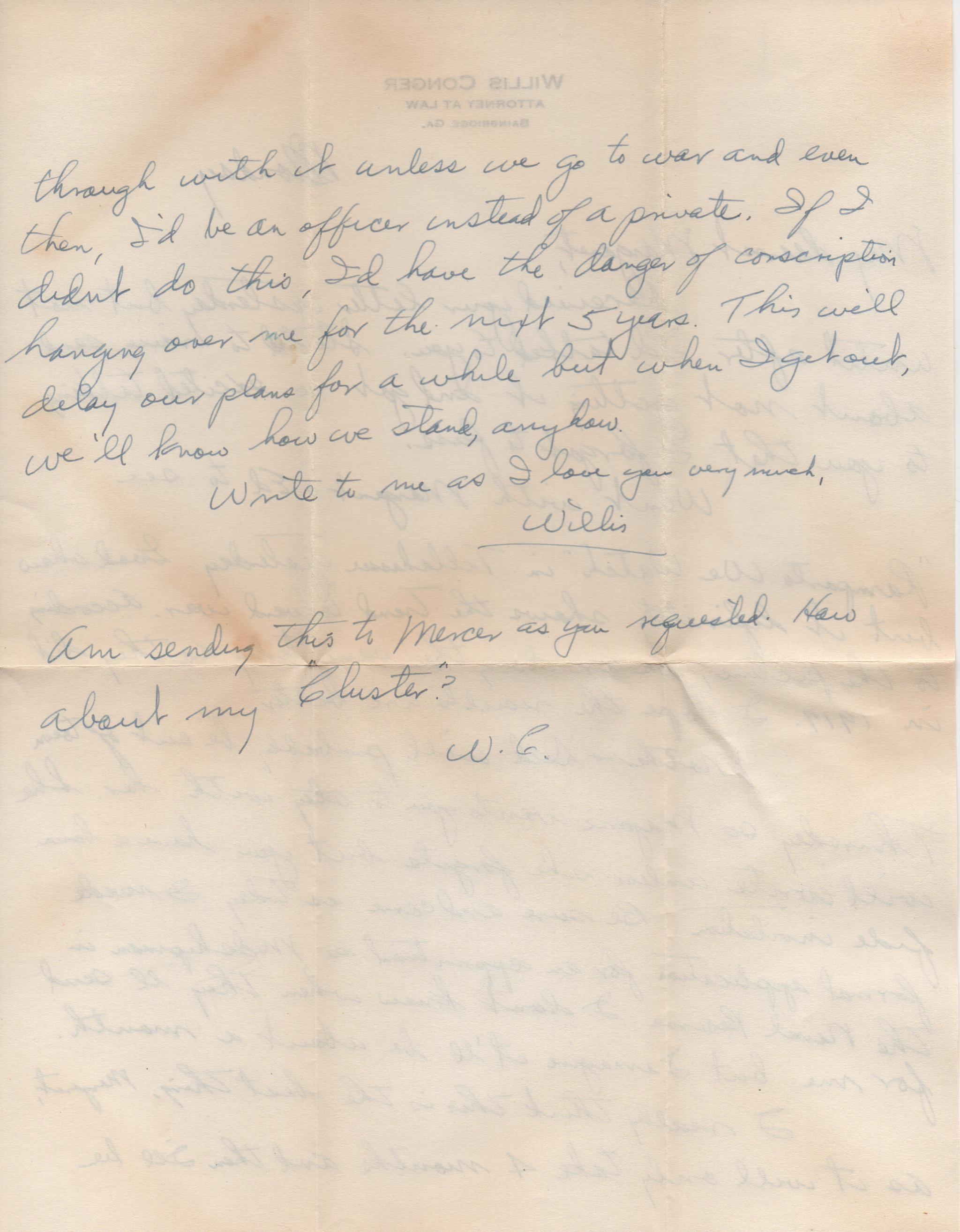 September 30, 1940: Back of letter