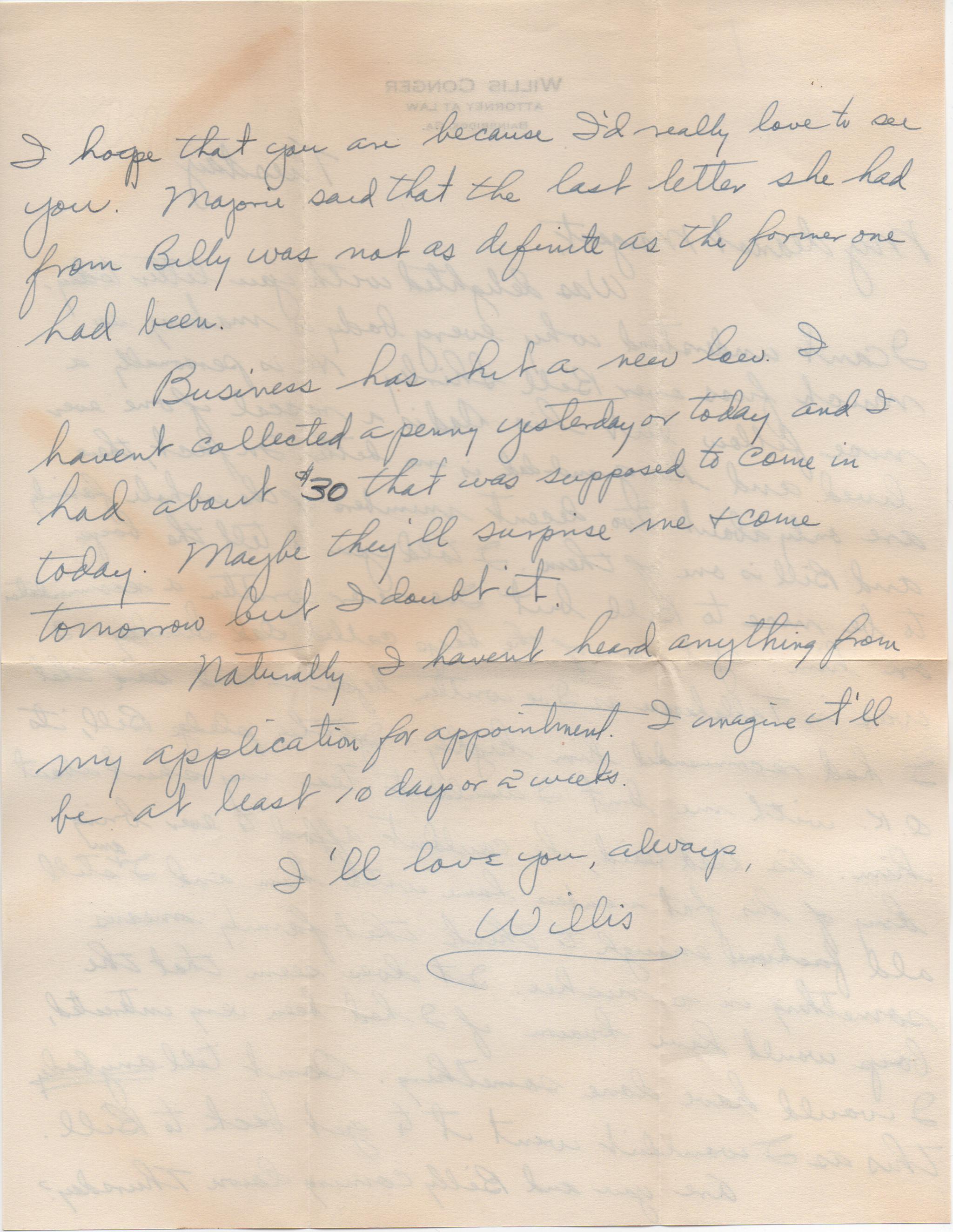 Letter dated October 1, 1940