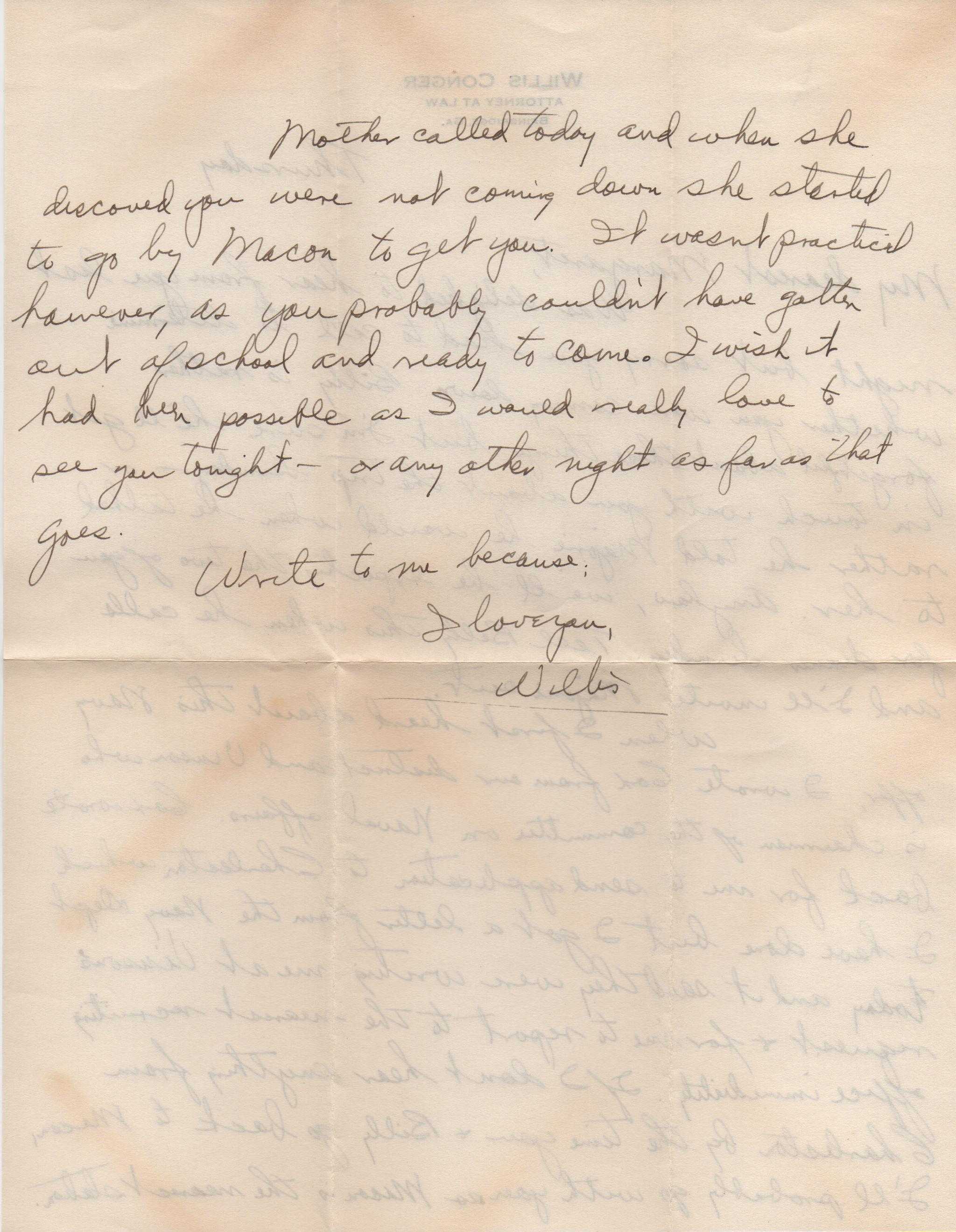 October 3, 1940: Back of letter