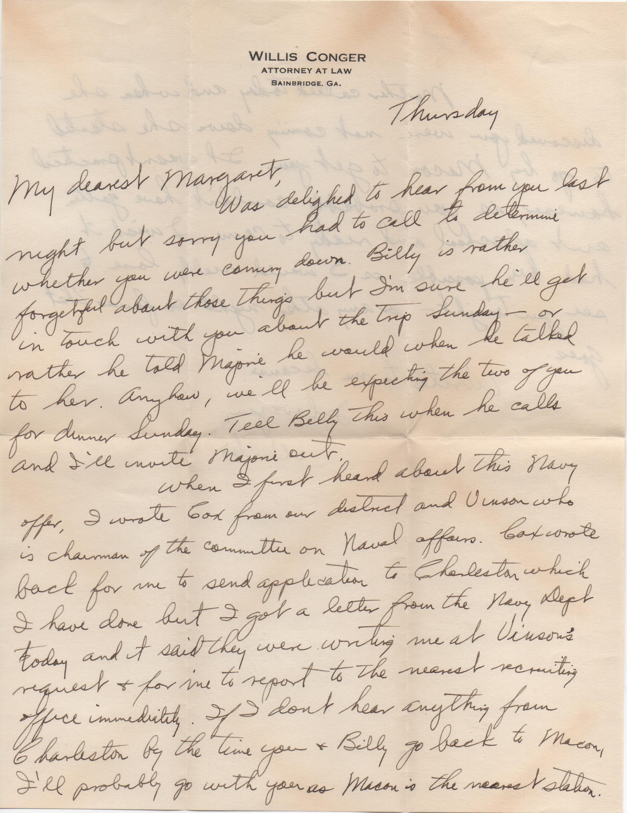 October 3, 1940: Front of letter