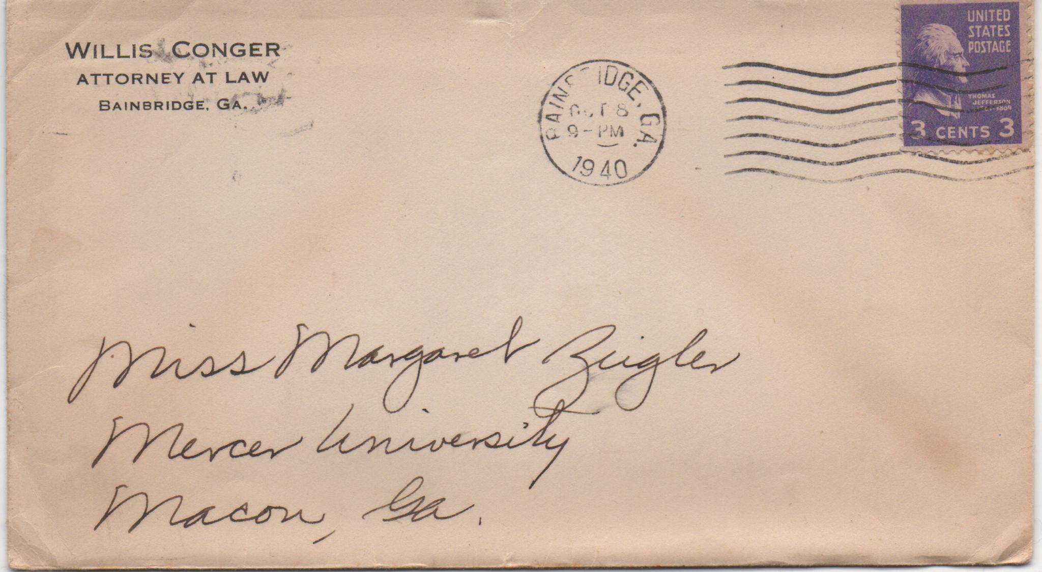 October 8, 1940: Front of envelope