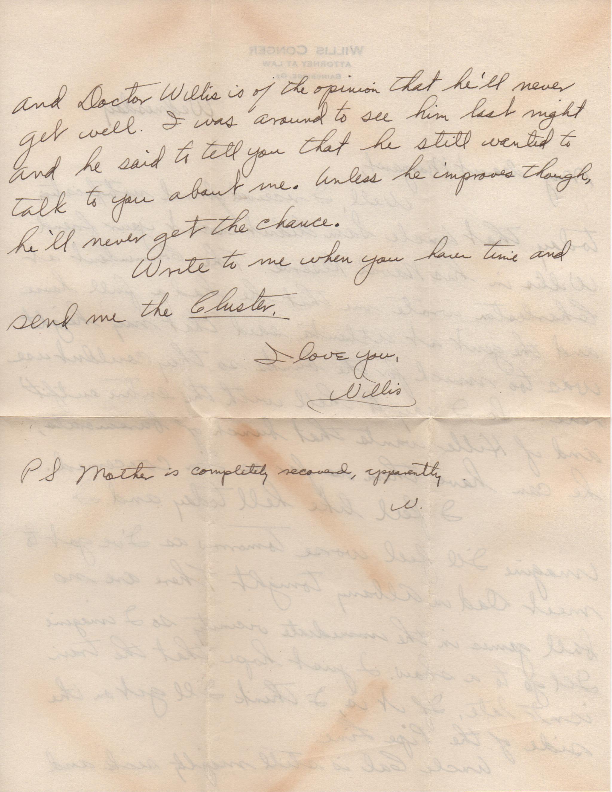 October 9, 1940: Back of letter