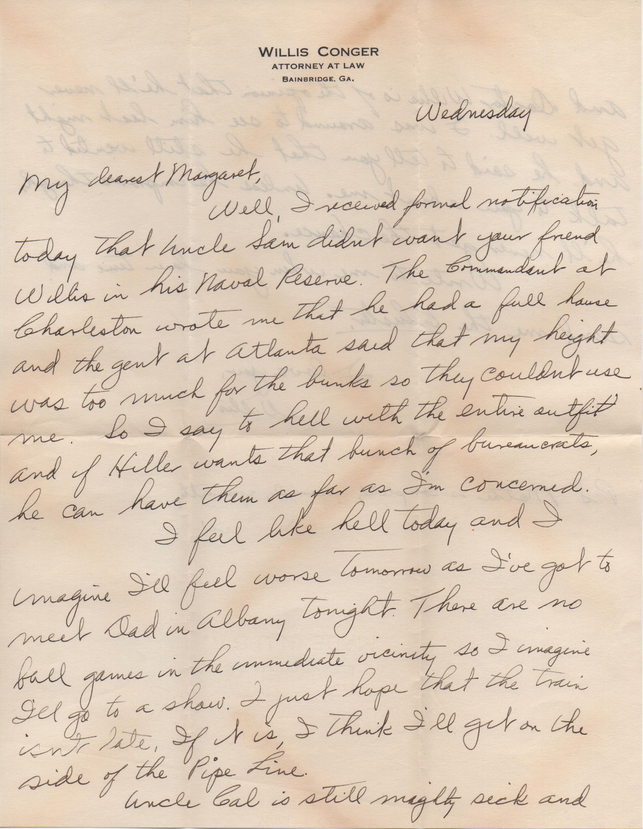 October 9, 1940: Front of letter