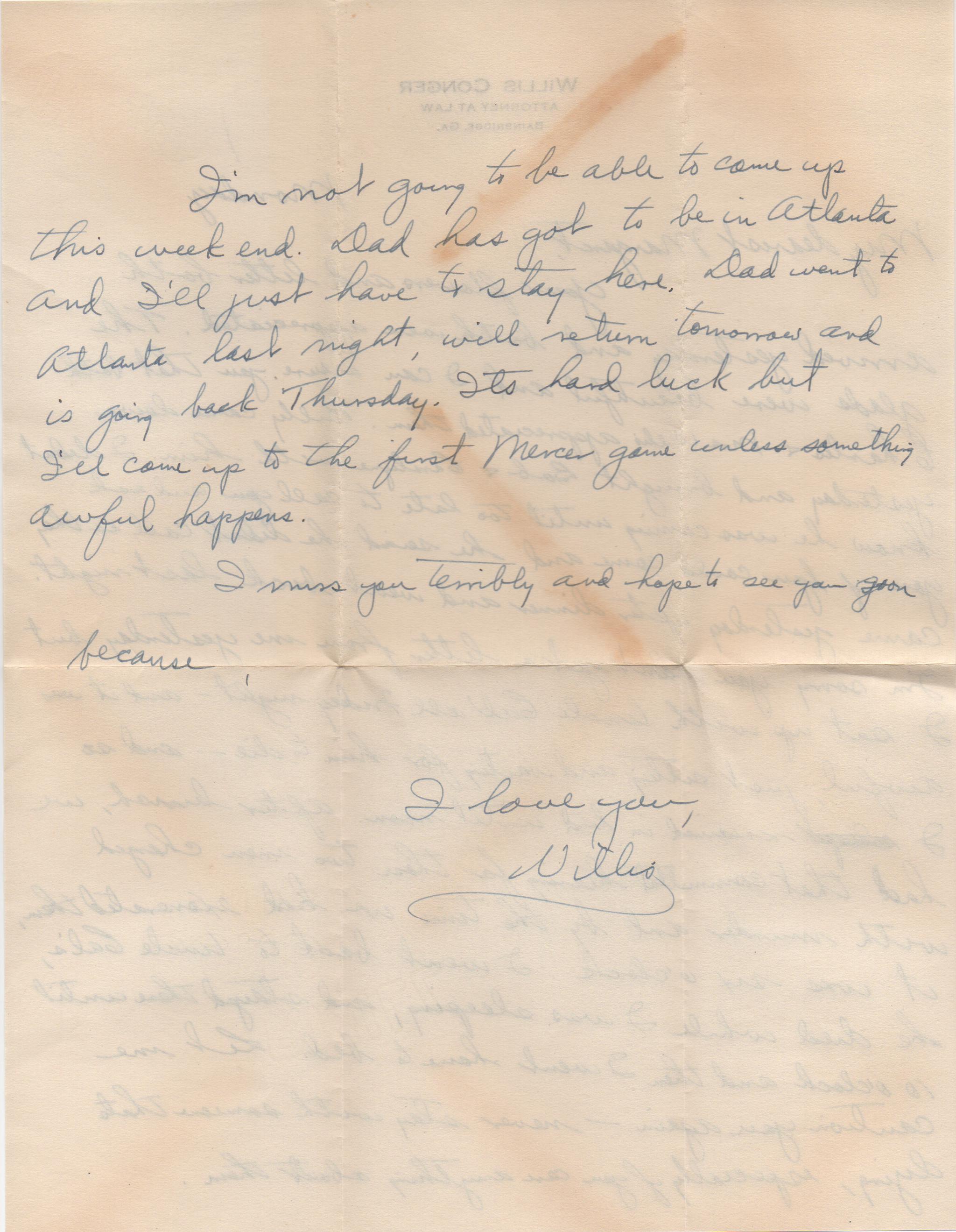 October 14, 1940: Back of letter