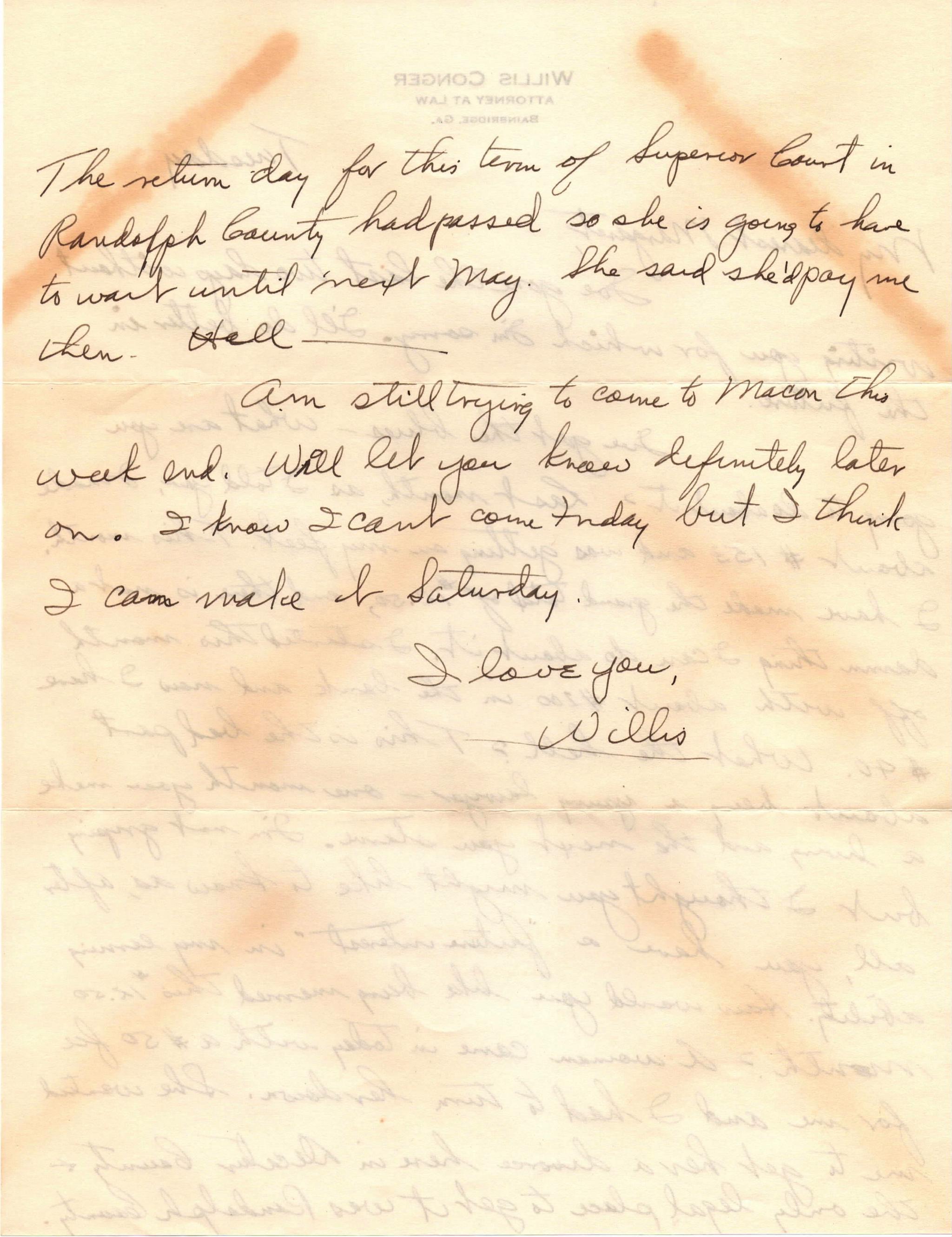 October 22, 1940: Back of letter