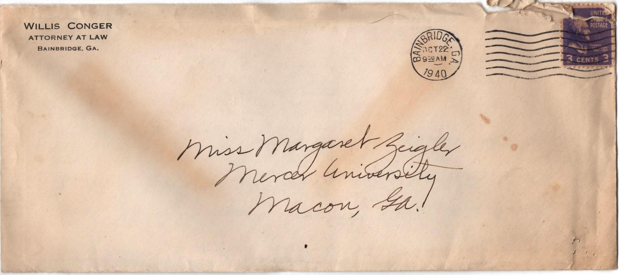 October 22, 1940: Front of envelope