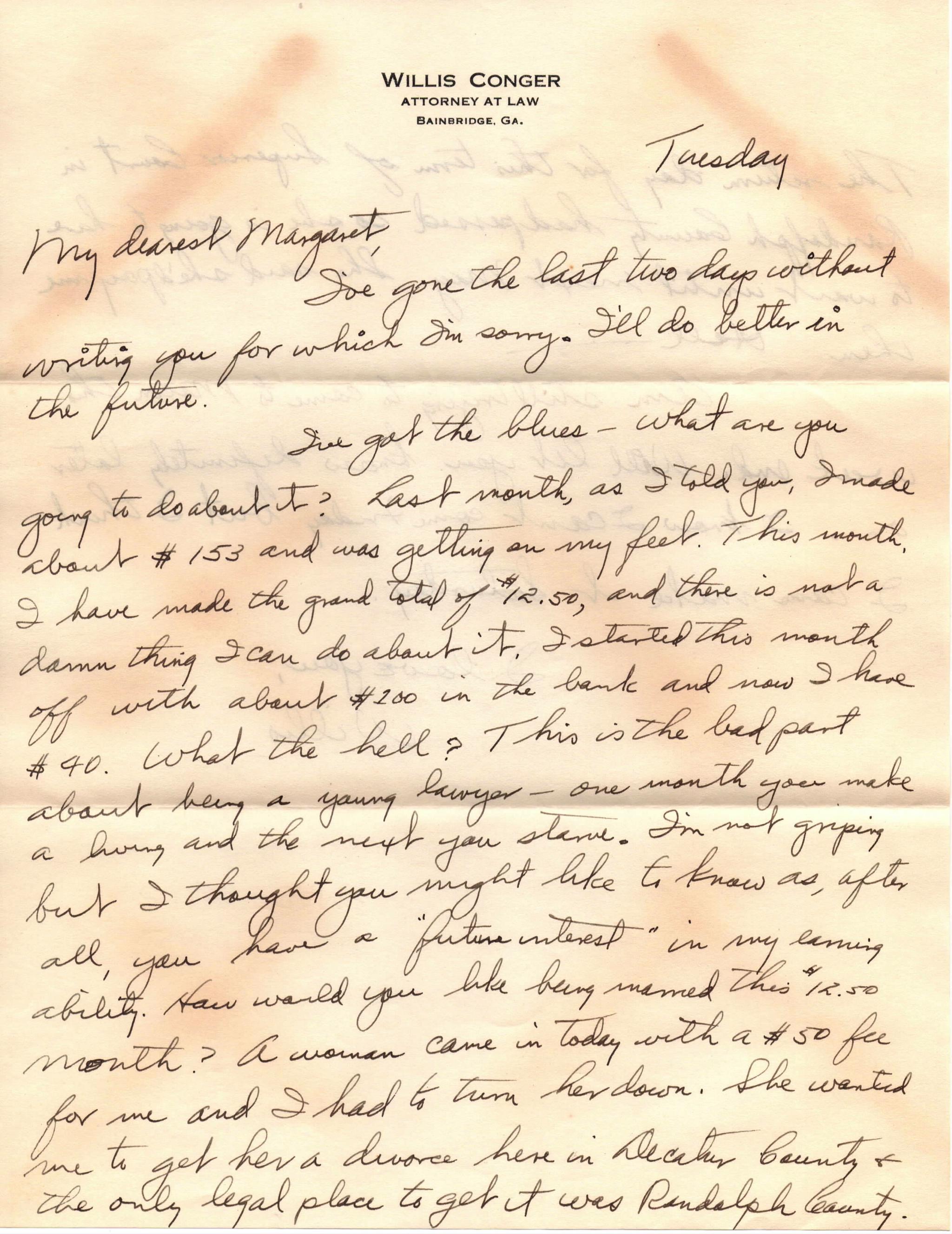 October 22, 1940: Front of letter