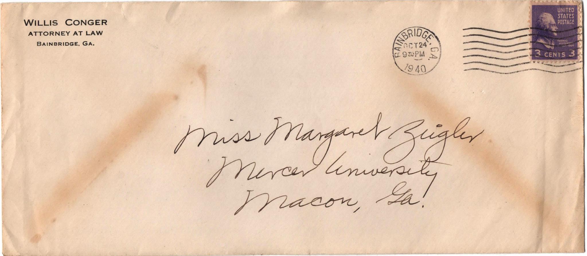 October 24, 1940: Front of envelope