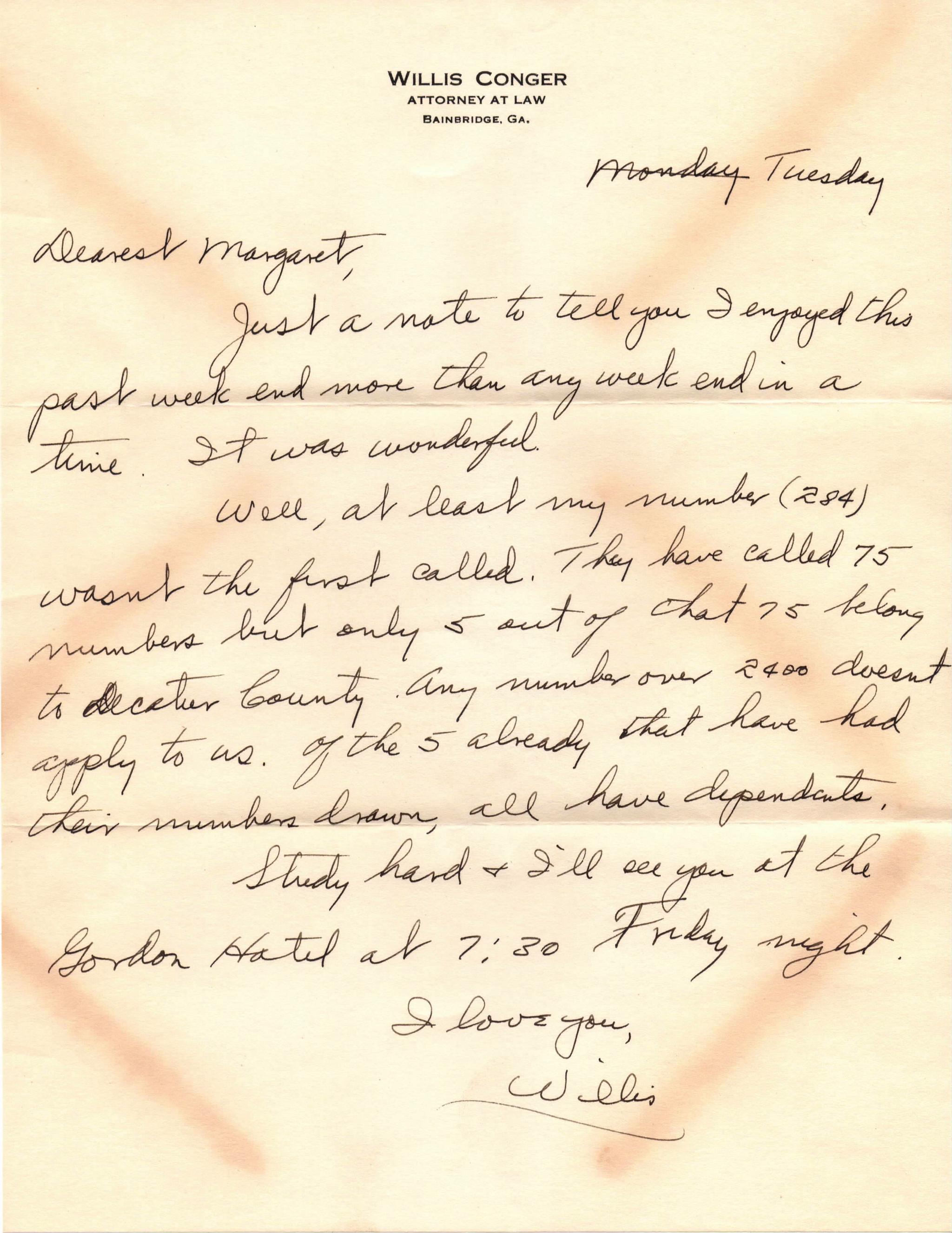 October 29, 1940: Front of letter