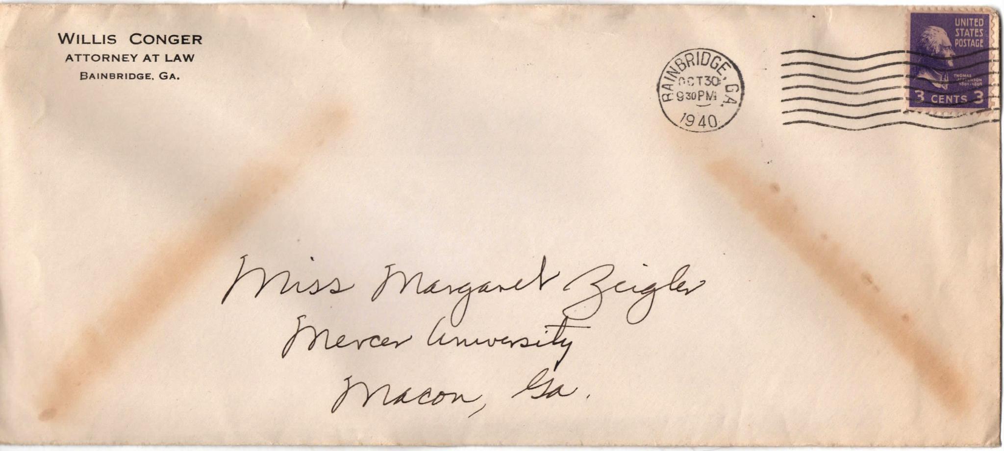 October 30, 1940: Front of envelope