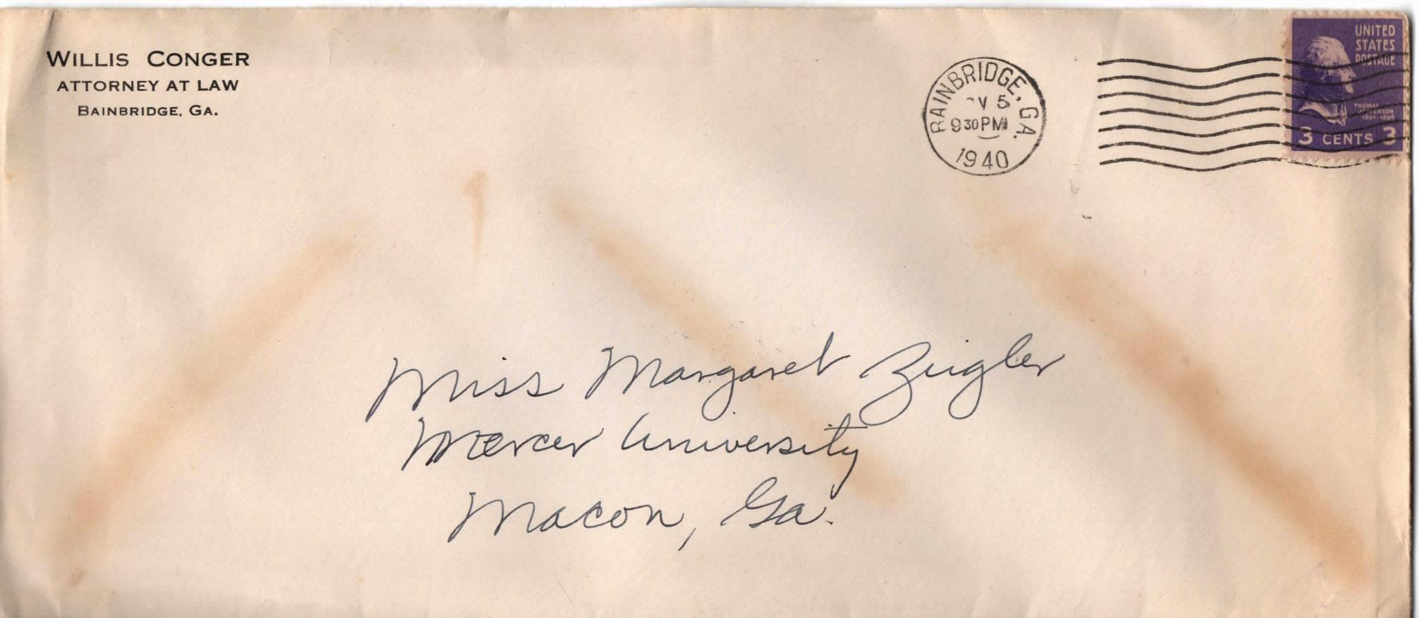 November 3, 1940: Front of envelope