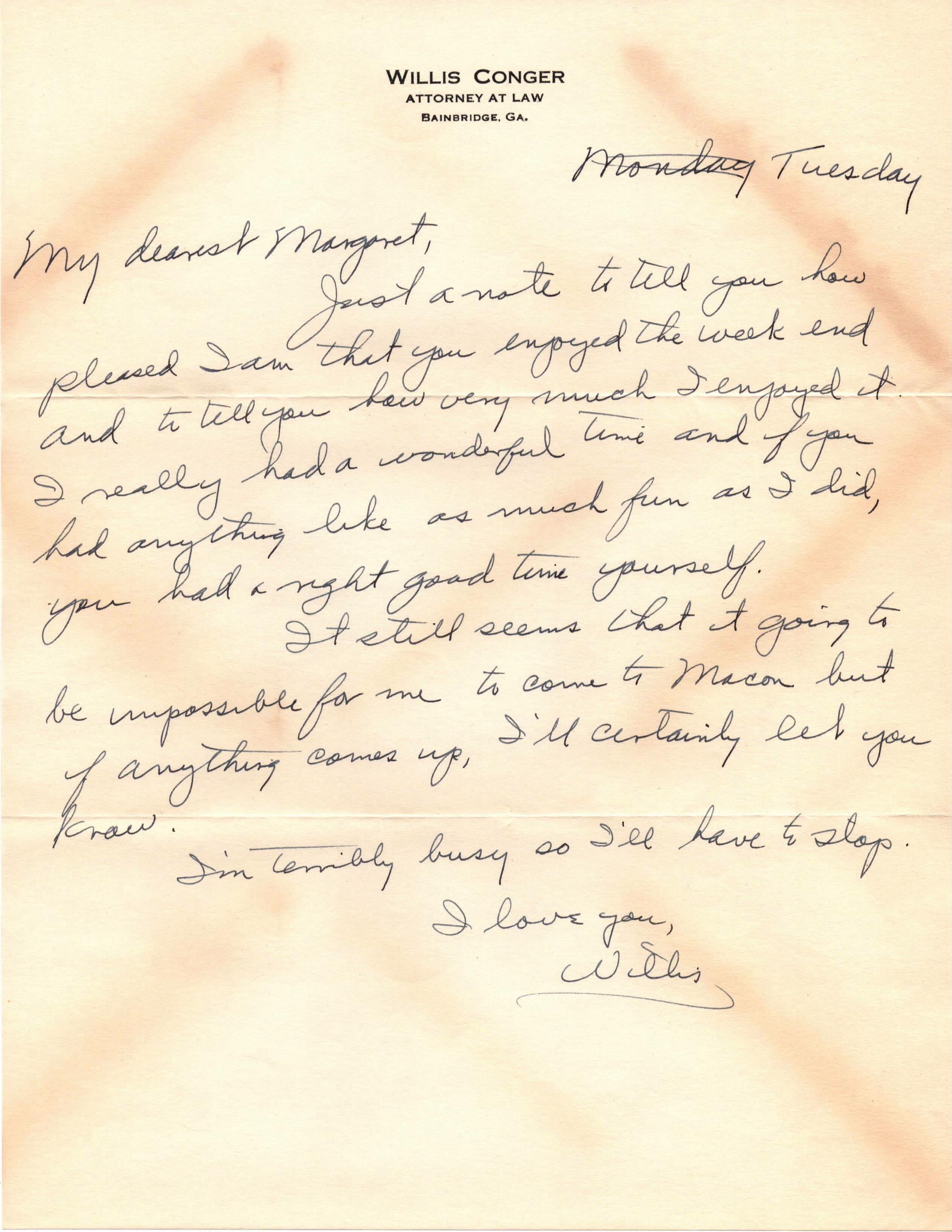 November 3, 1940: Front of letter