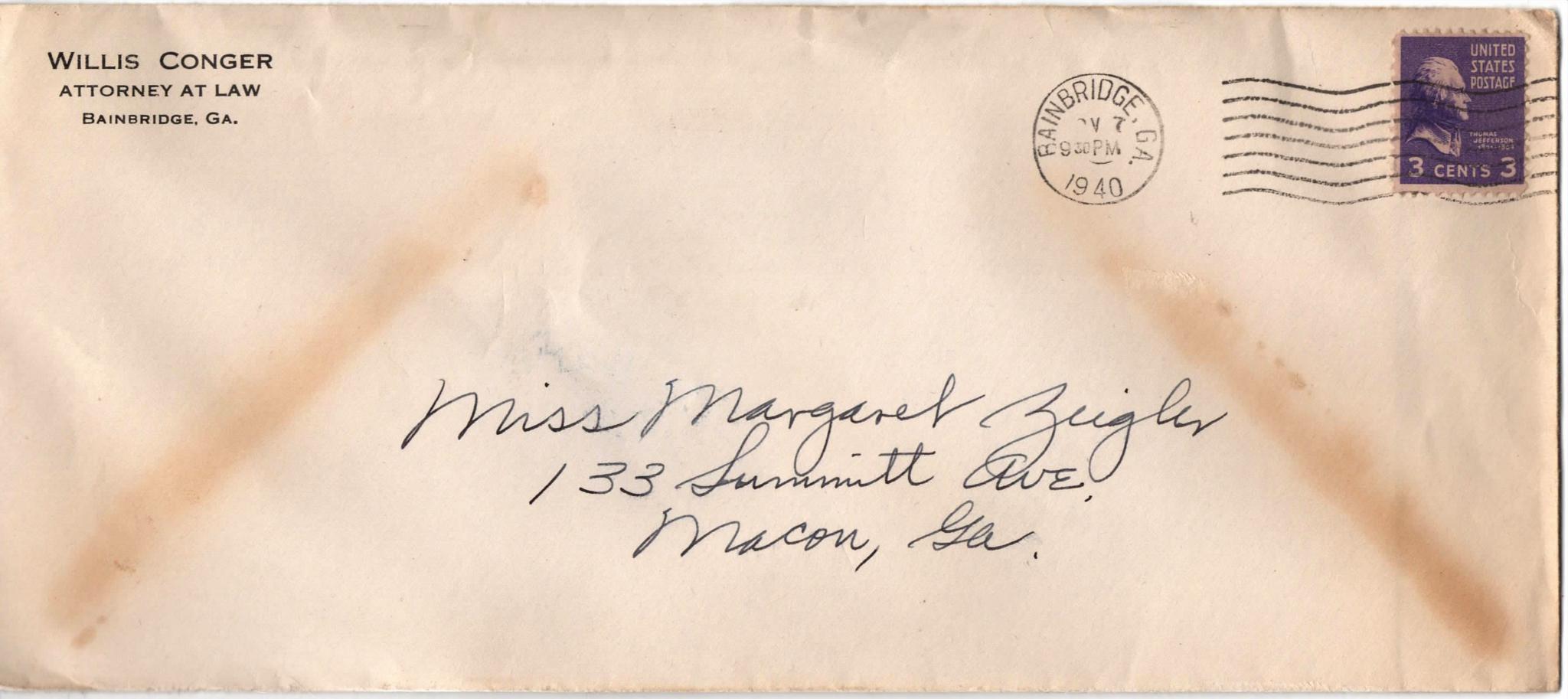 November 7, 1940: Front of envelope