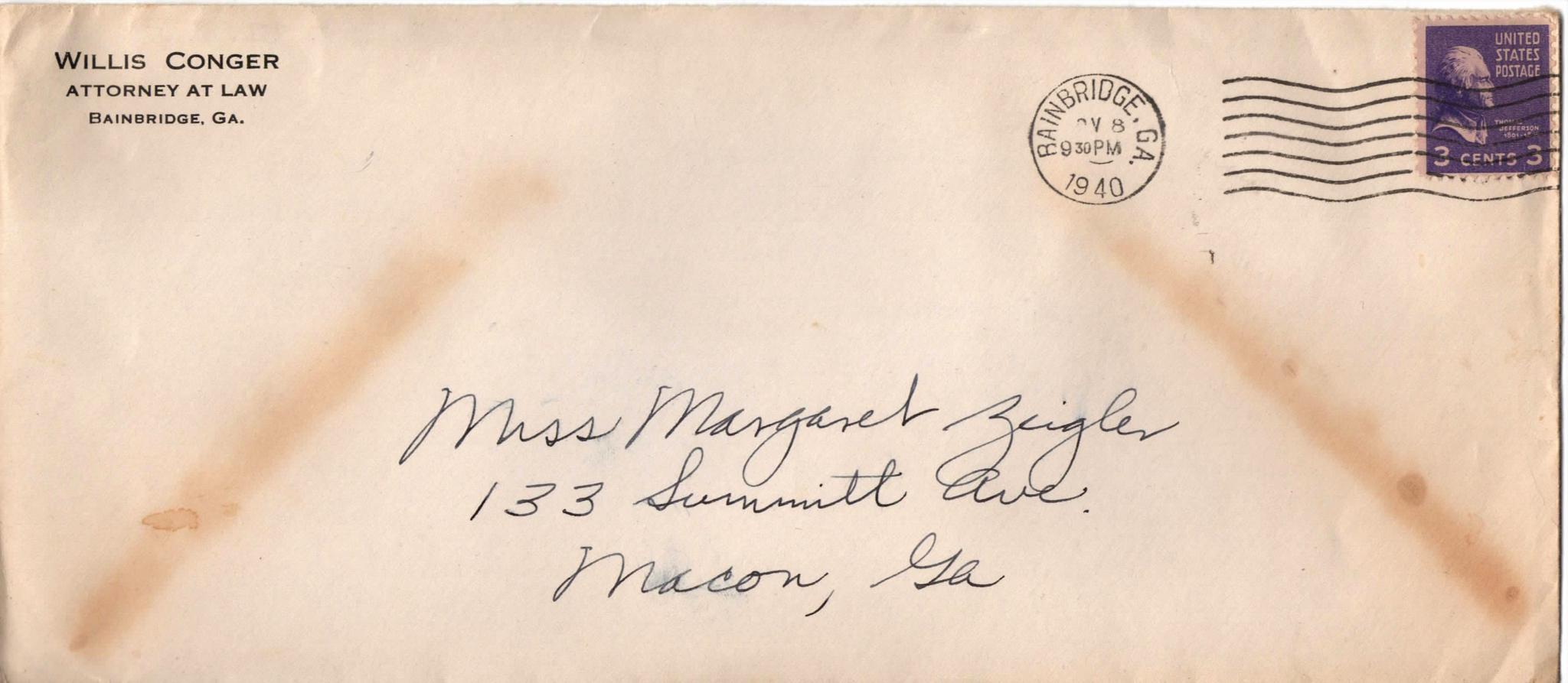 November 8, 1940: Front of envelope