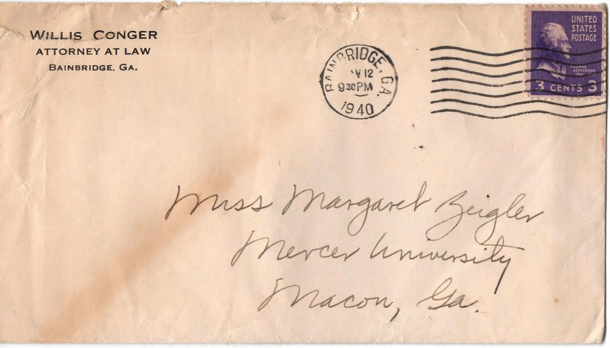 November 12, 1940: Front of envelope