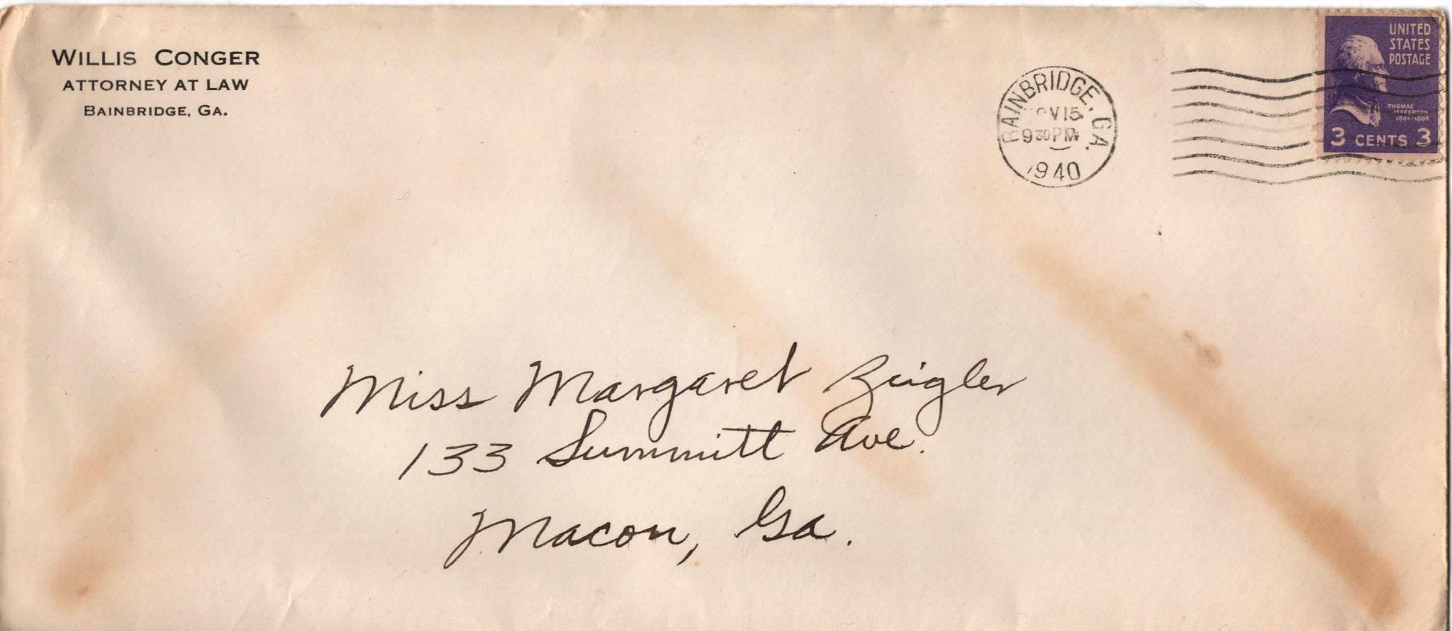 November 15, 1940: Front of envelope