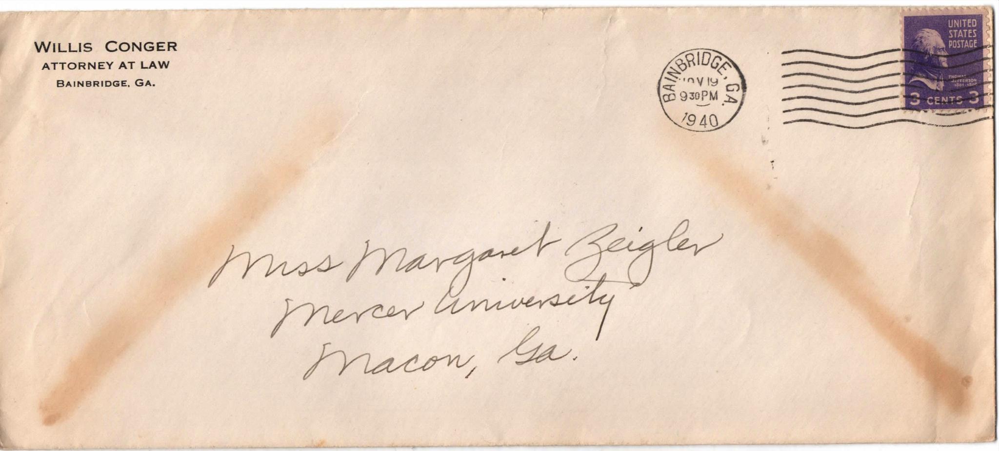 November 19, 1940: Front of envelope