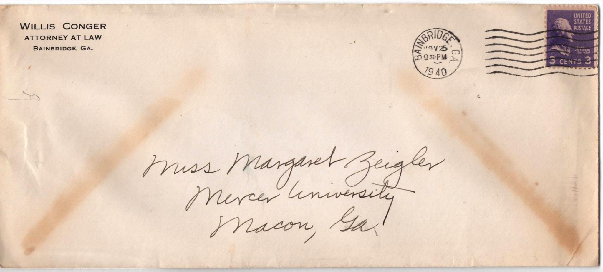 November 25, 1940: Front of envelope