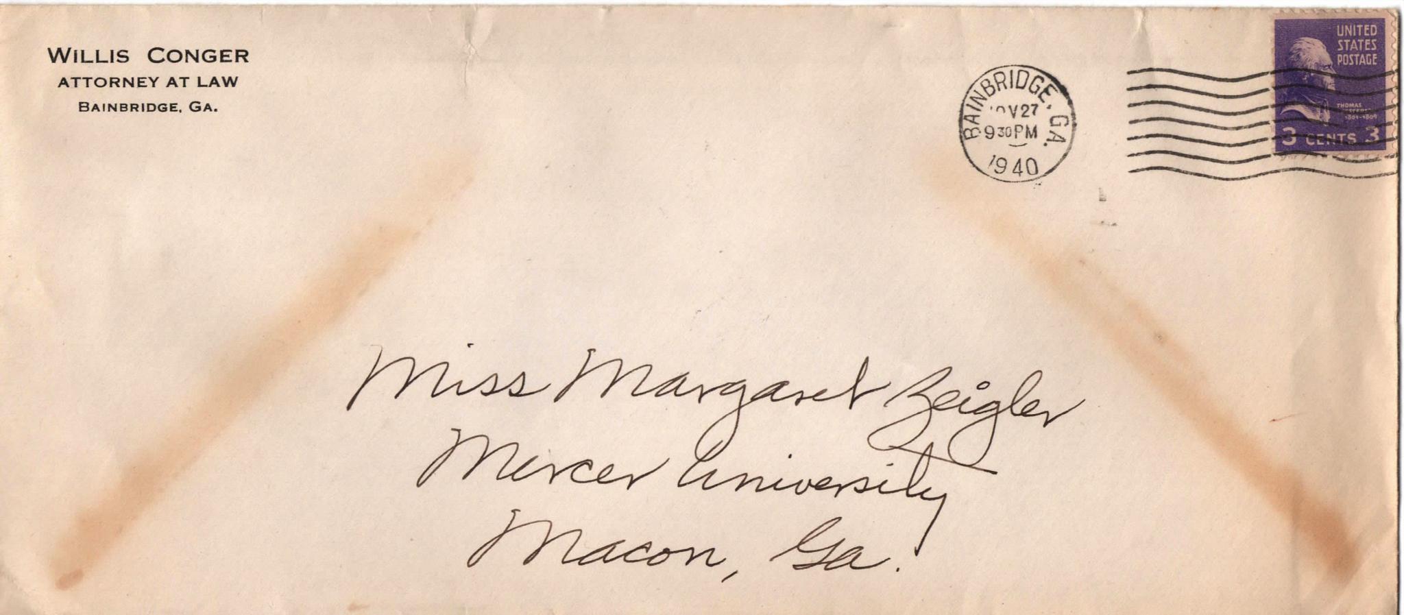 November 27, 1940: Front of envelope