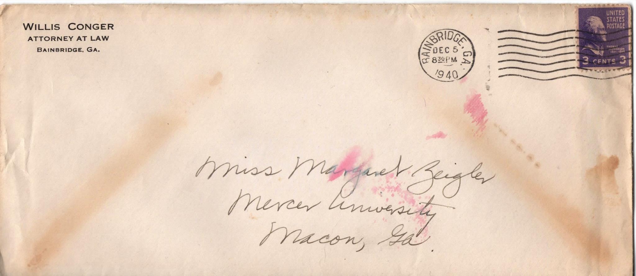 December 5, 1940: Front of envelope