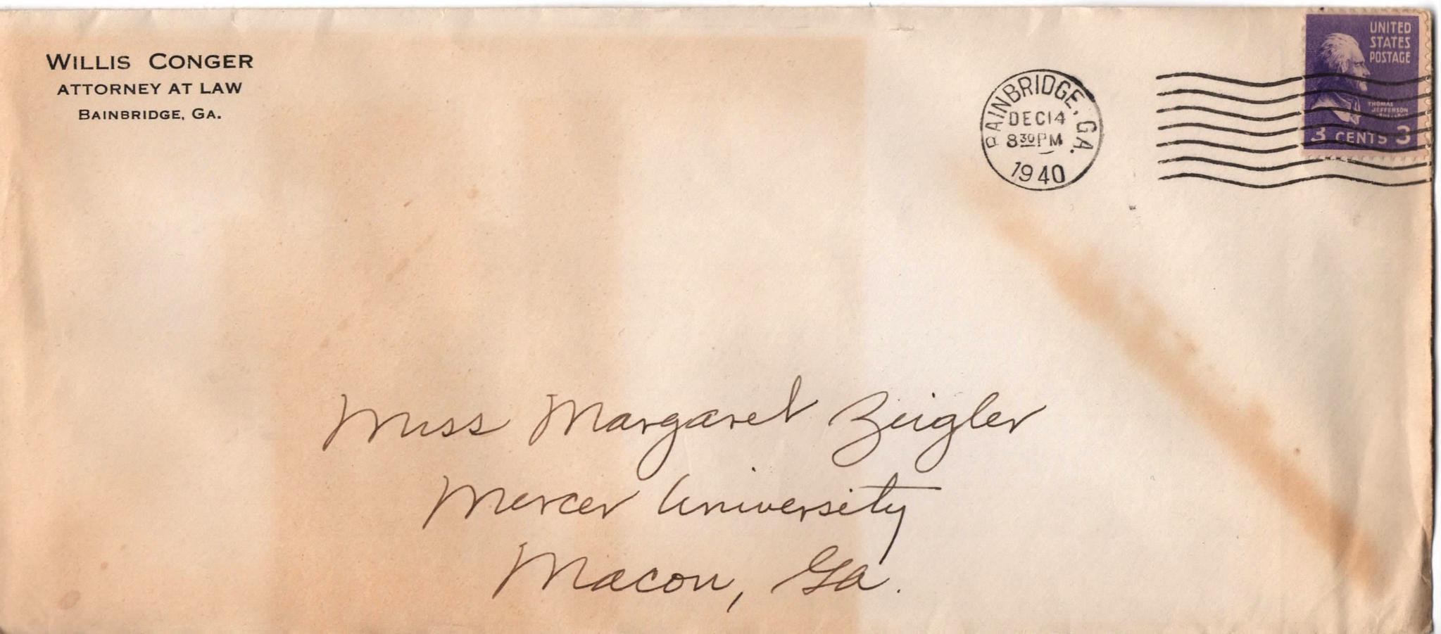 December 14, 1940: Front of envelope