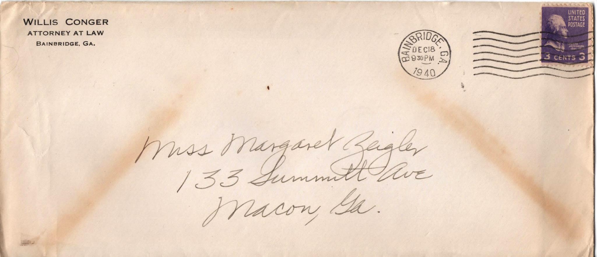 December 18, 1940: Front of envelope