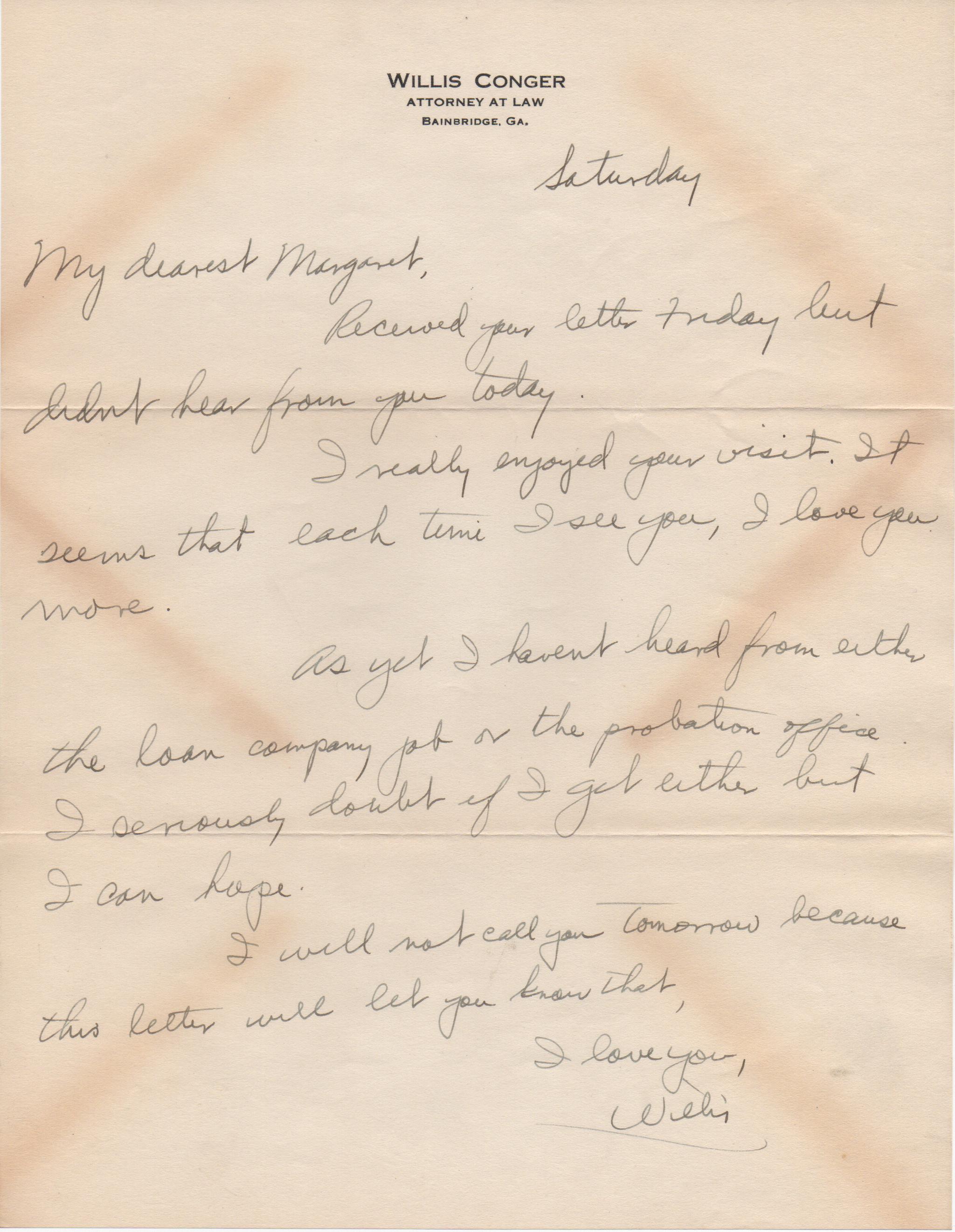 Letter dated January 4, 1941