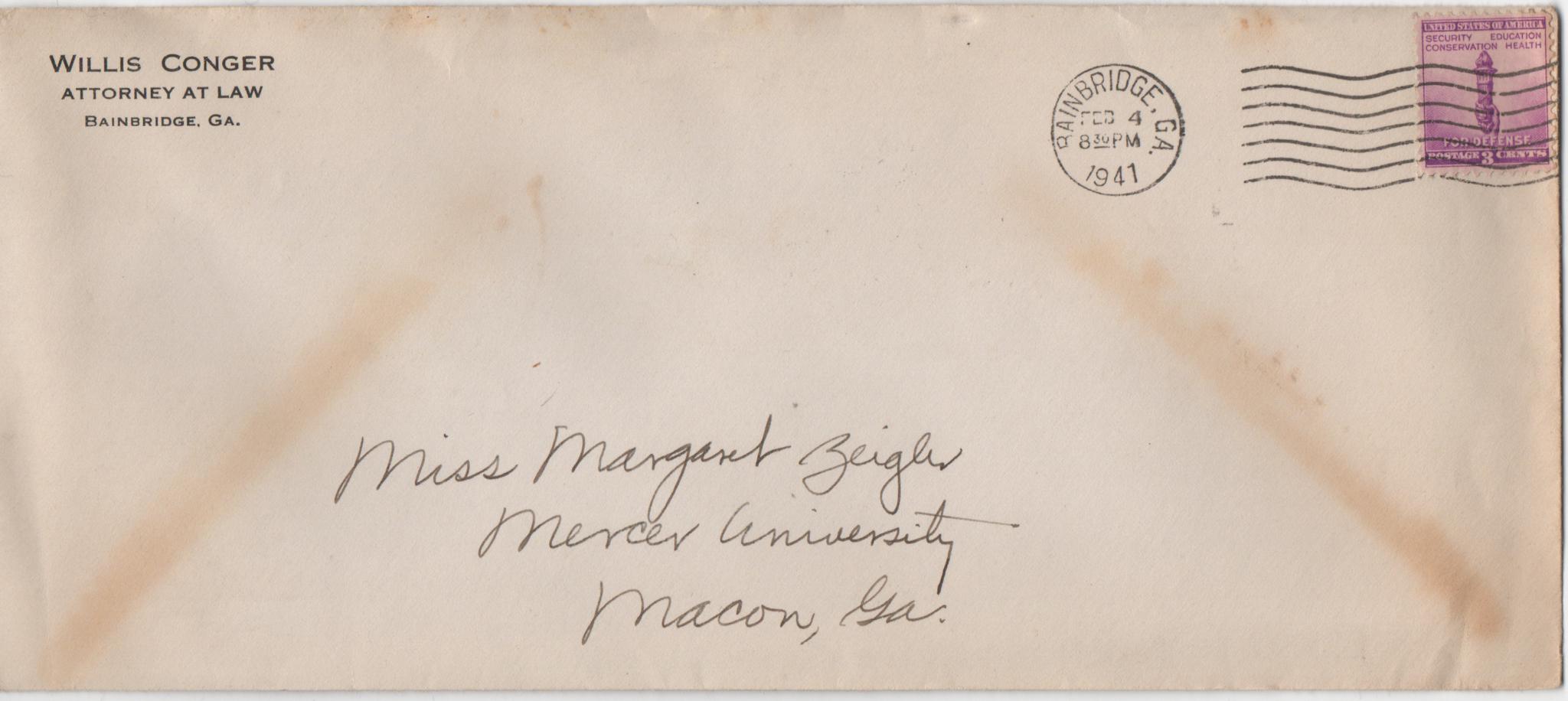 February 4, 1941: Front of envelope