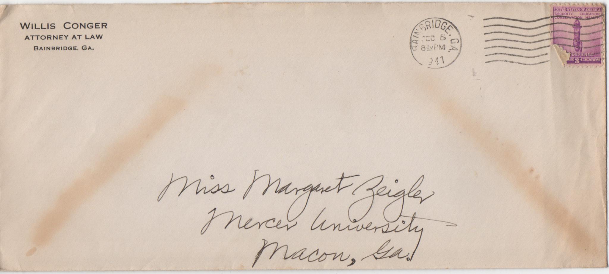 February 5, 1941: Front of envelope