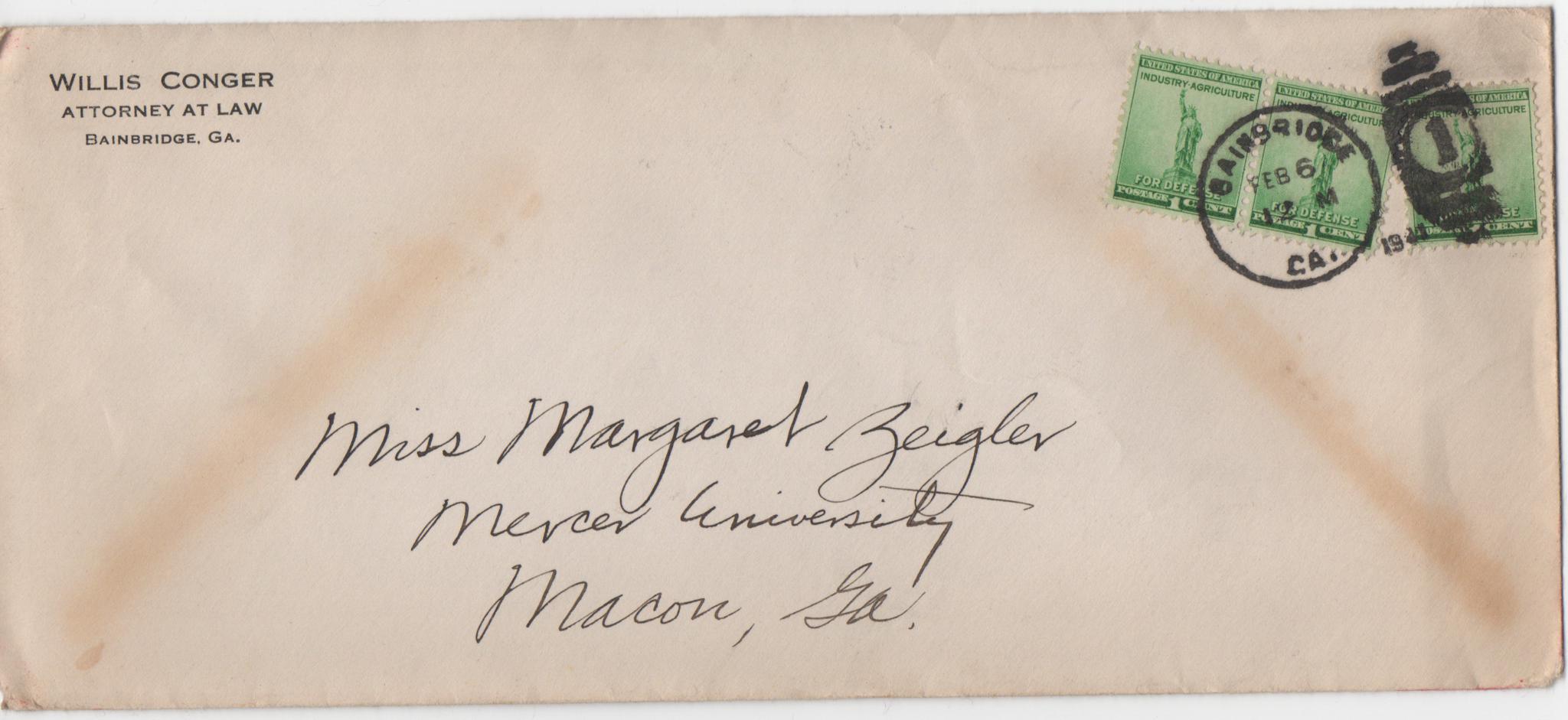 February 6, 1941: Front of envelope