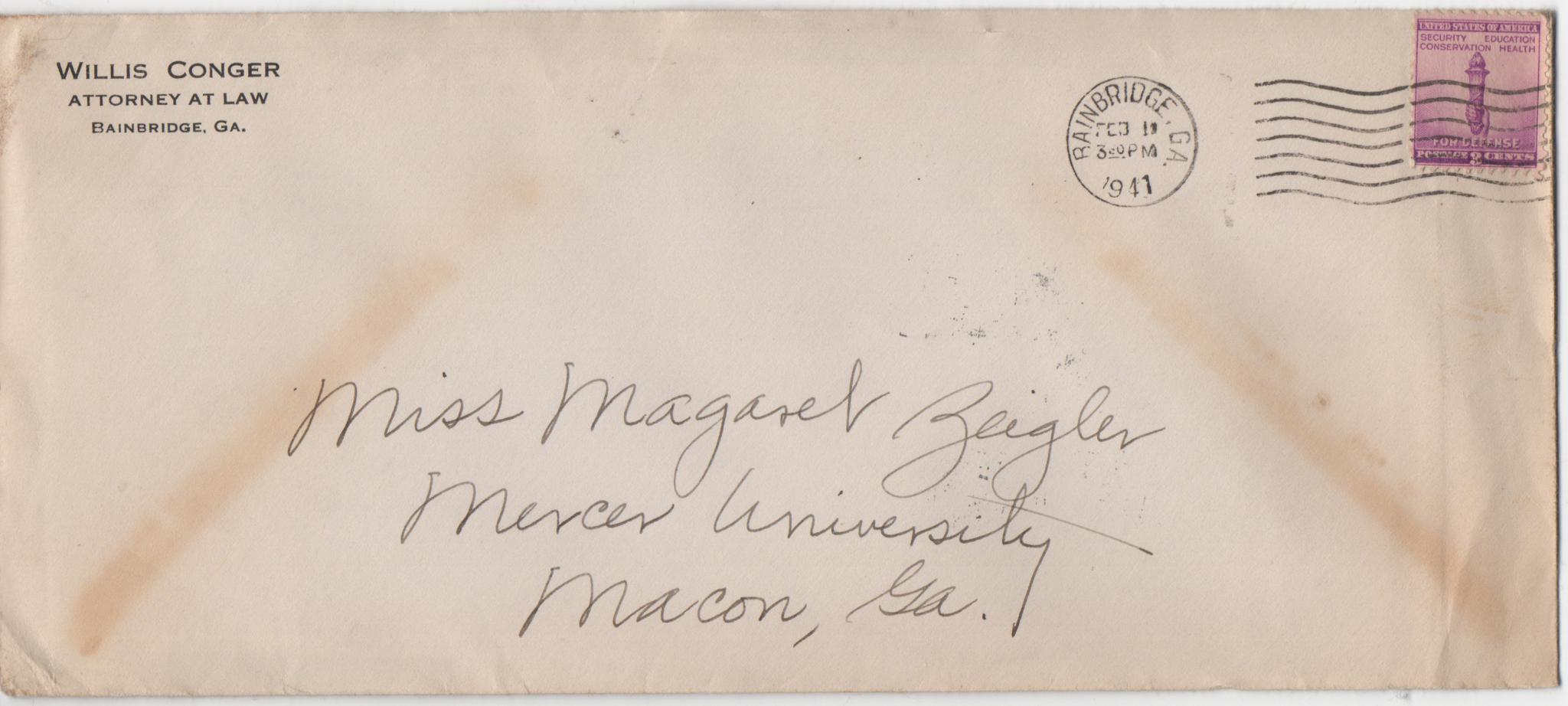 February 11, 1941: Front of envelope