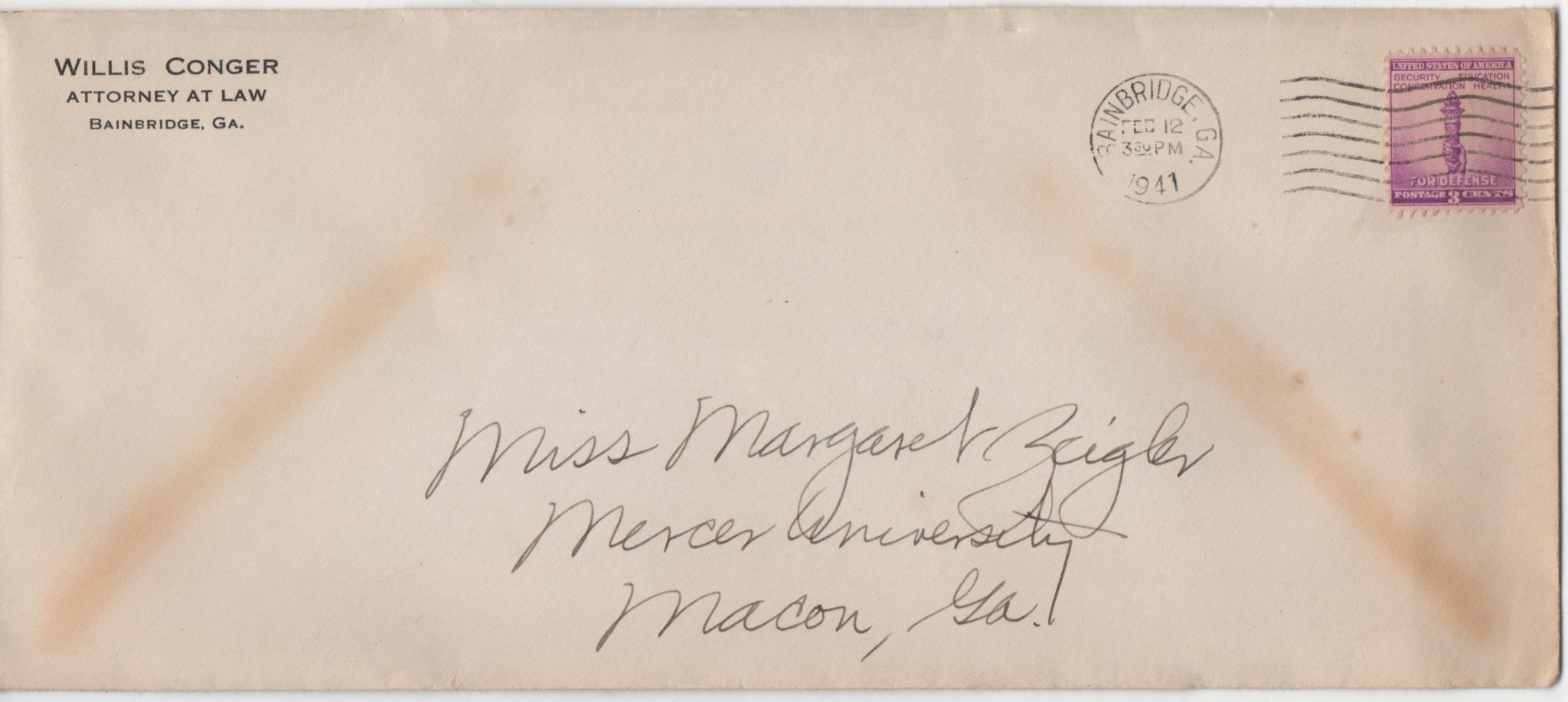 February 12, 1941: Front of envelope