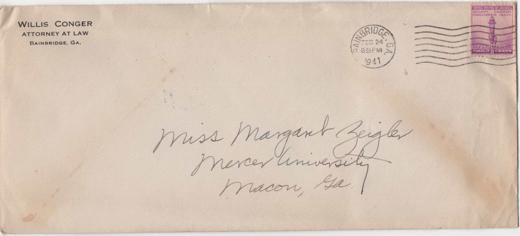 February 24, 1941: Front of envelope