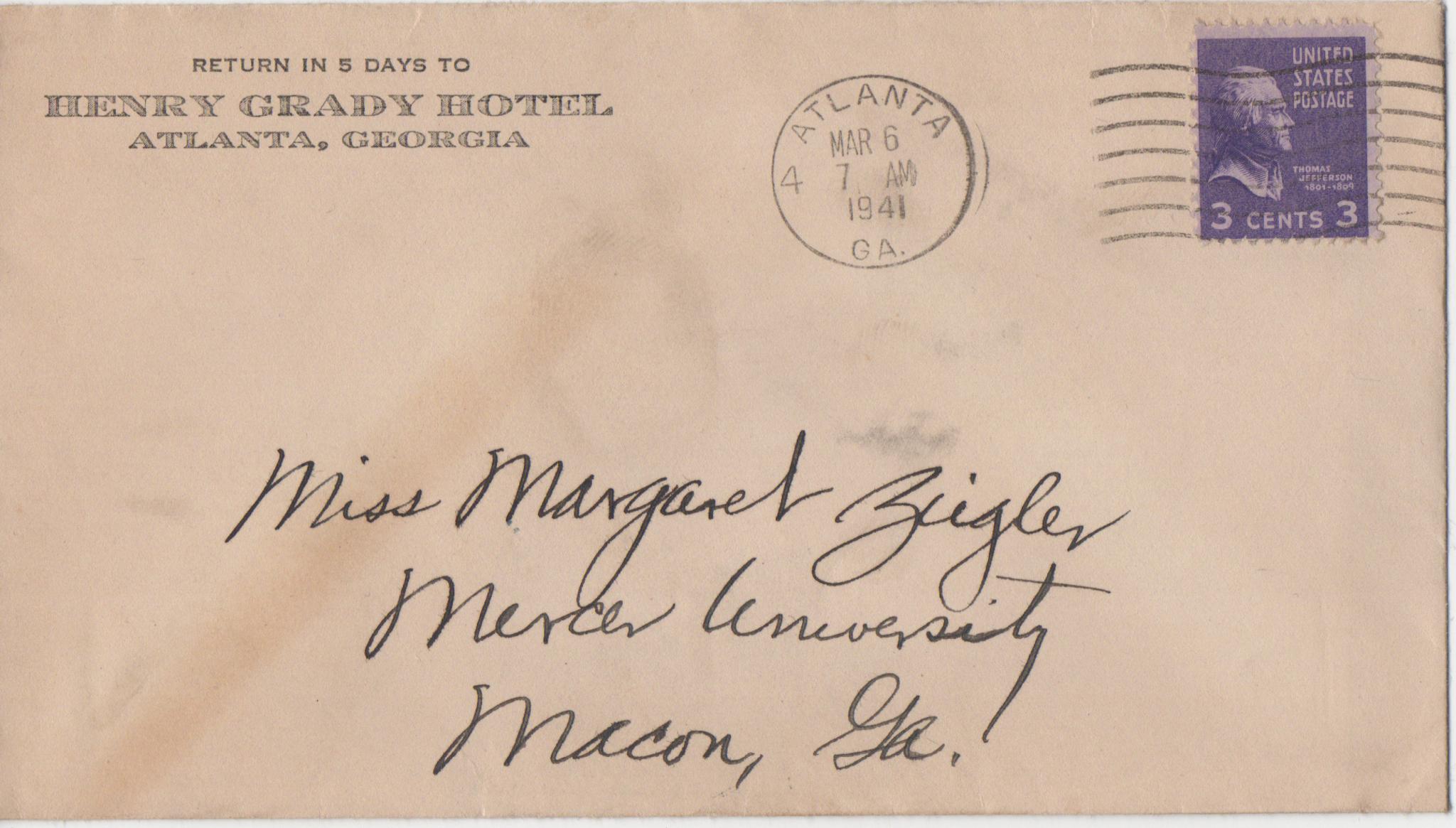 March 6, 1941: Front of envelope